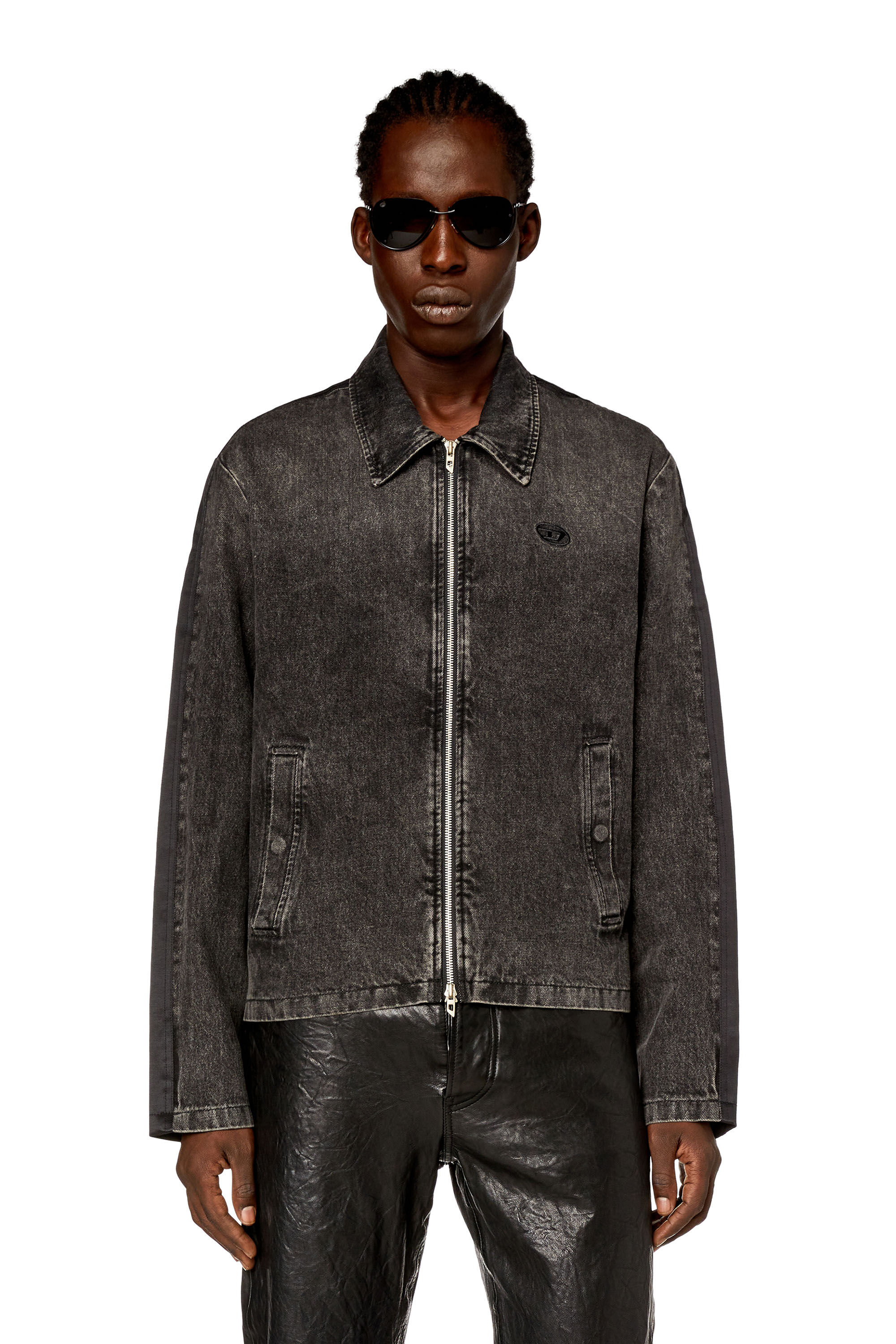 Diesel - J-HARRIS, Man Hybrid jacket in denim and twill in Black - Image 3