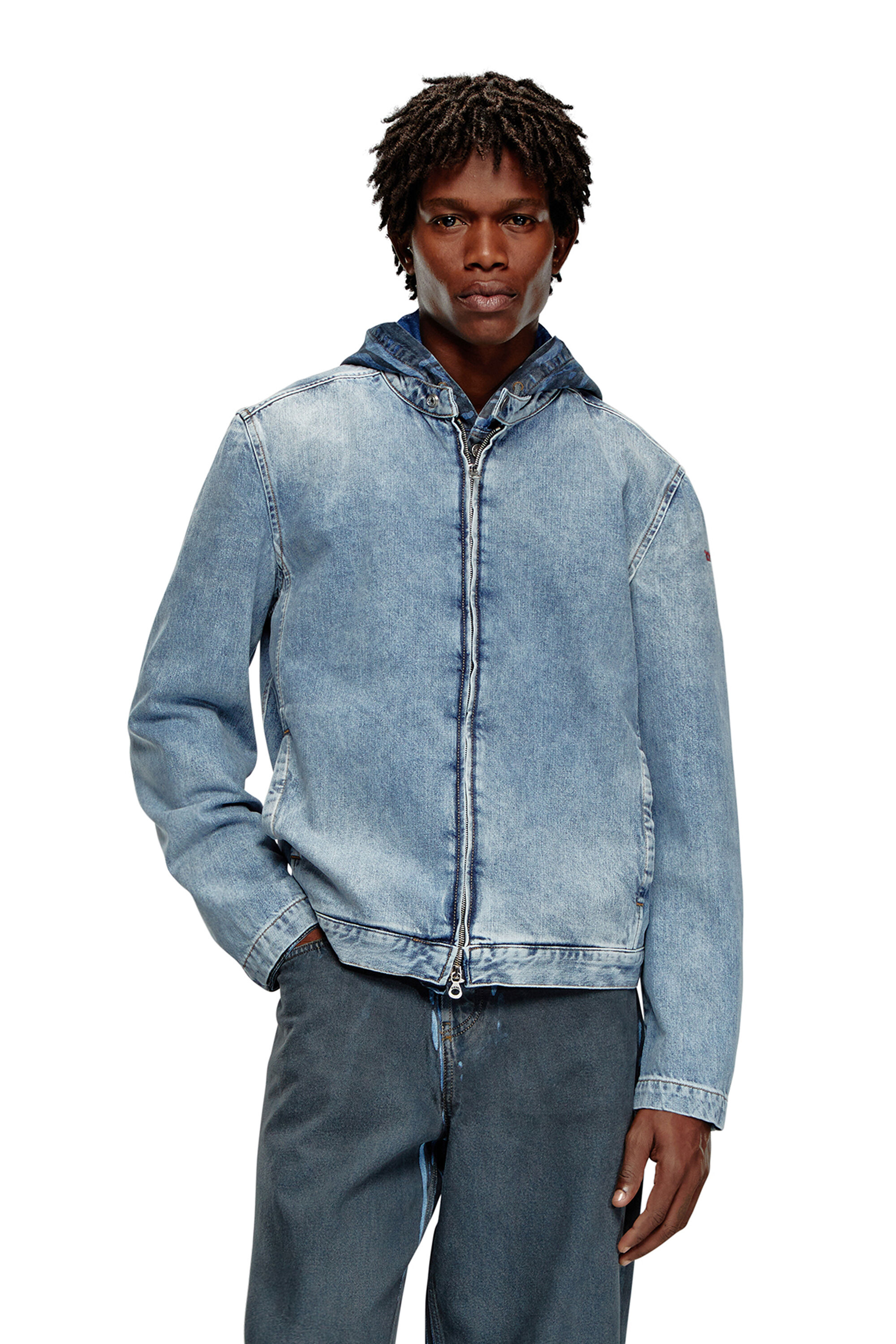 Diesel - D-GLORY, Man Zipped jacket in denim in Blue - Image 3