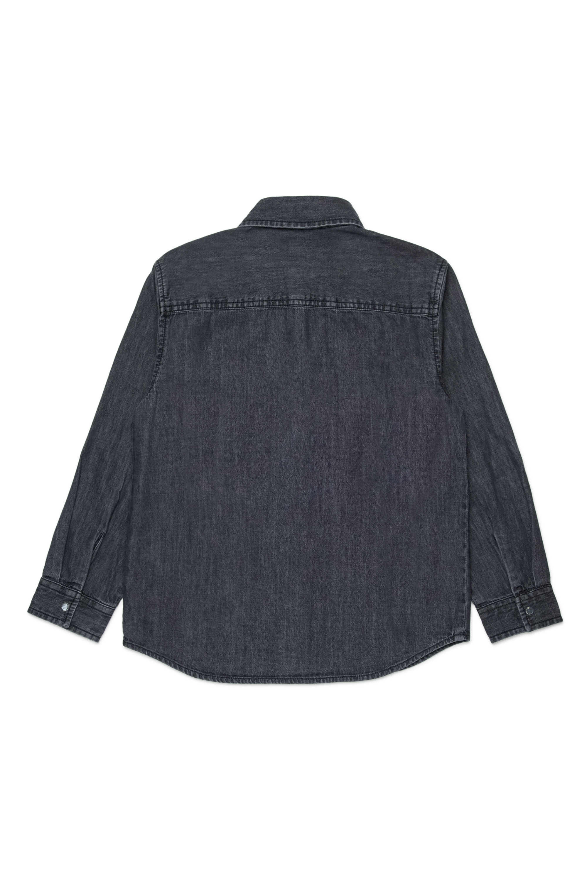 Diesel - CSIMPLY-OVER, Man's Denim shirt with snap buttons in Black/Dark grey - 2
