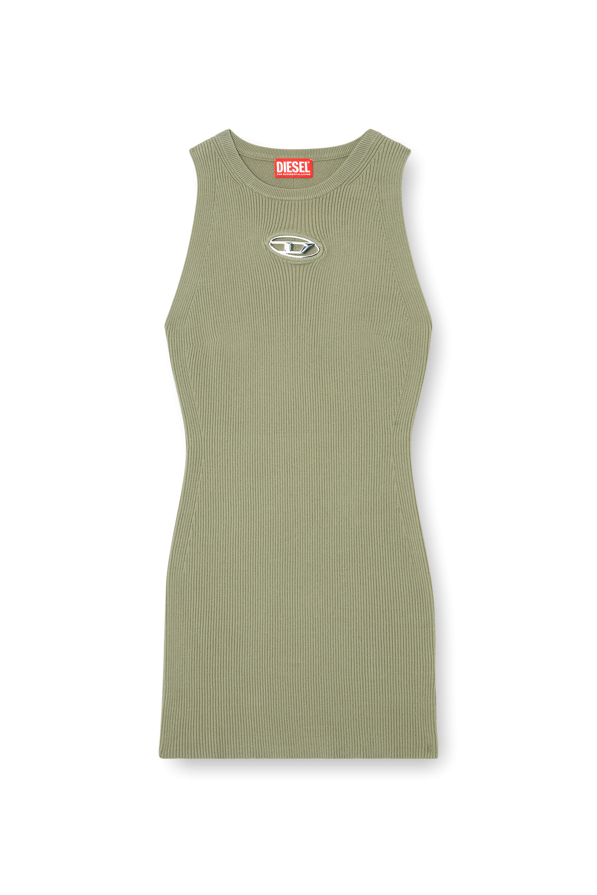 Diesel - M-CADDIX, Woman's Ribbed knit sleeveless dress in Green - 2
