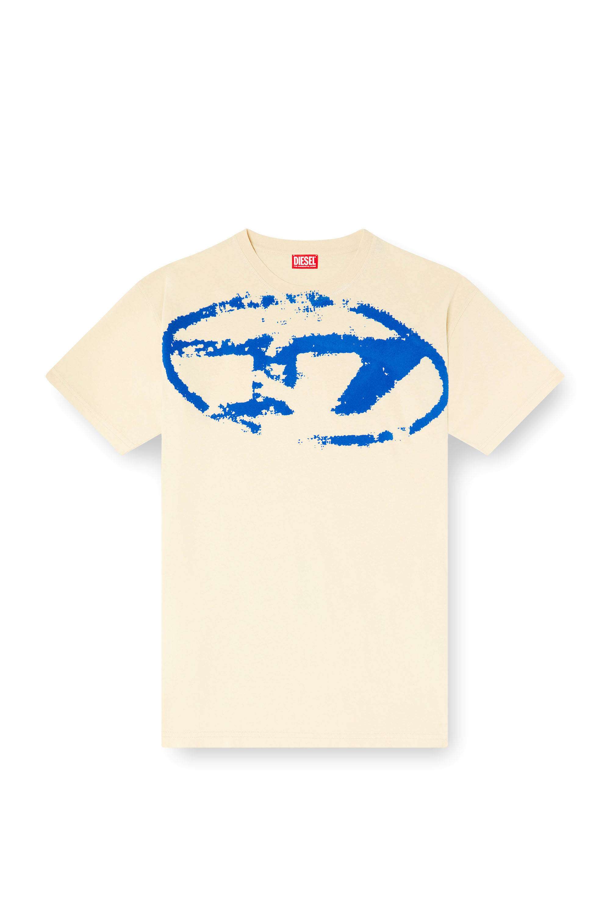 Diesel - T-BOXT-N14, Man's T-shirt with distressed flocked logo in Light Brown - 2