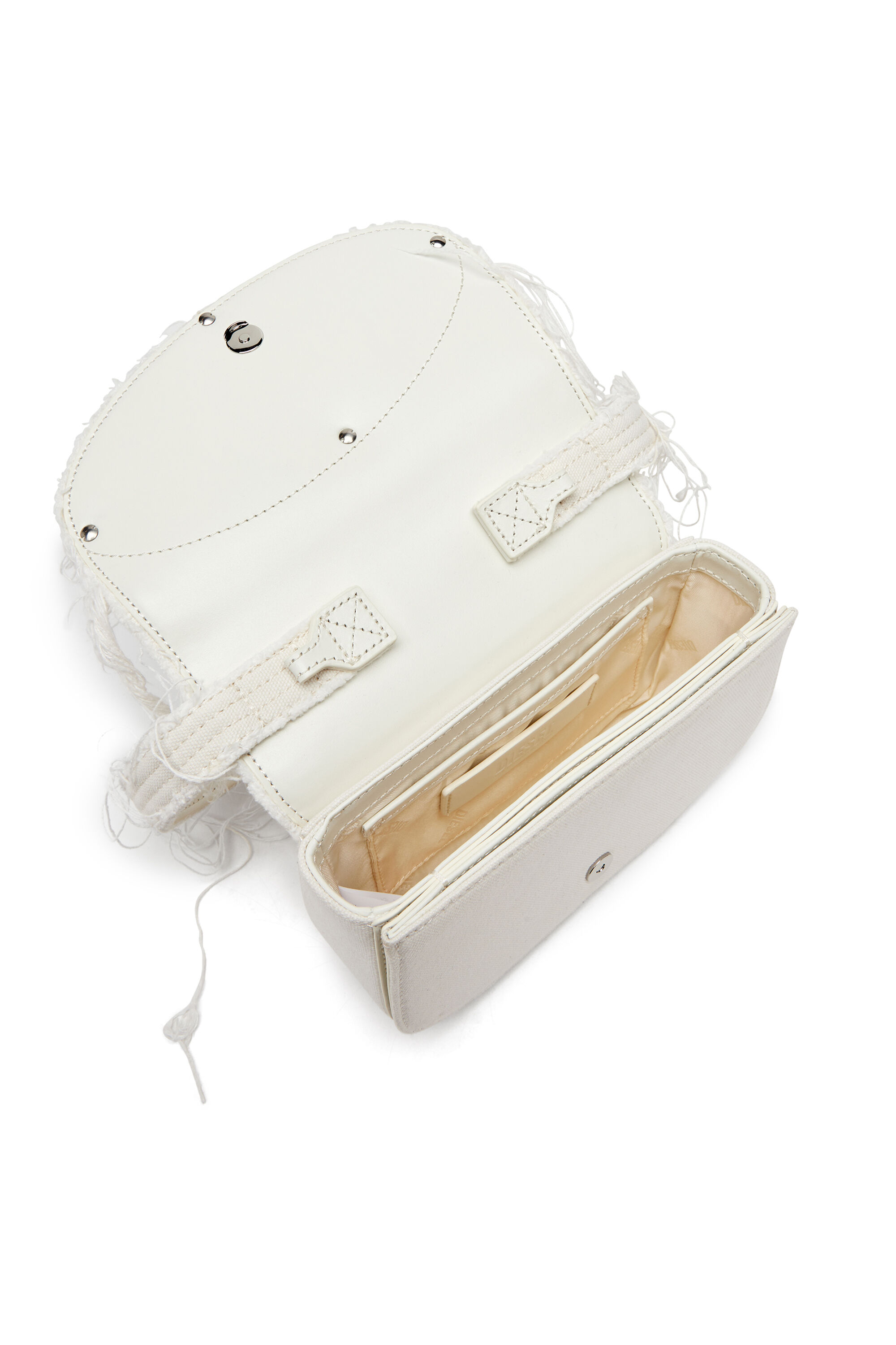 バッグ・カバンその他 DIESEL Woman Mini bag White X08396P4728 T1003 Women's 1DR-Iconic shoulder bag in canvas and leather