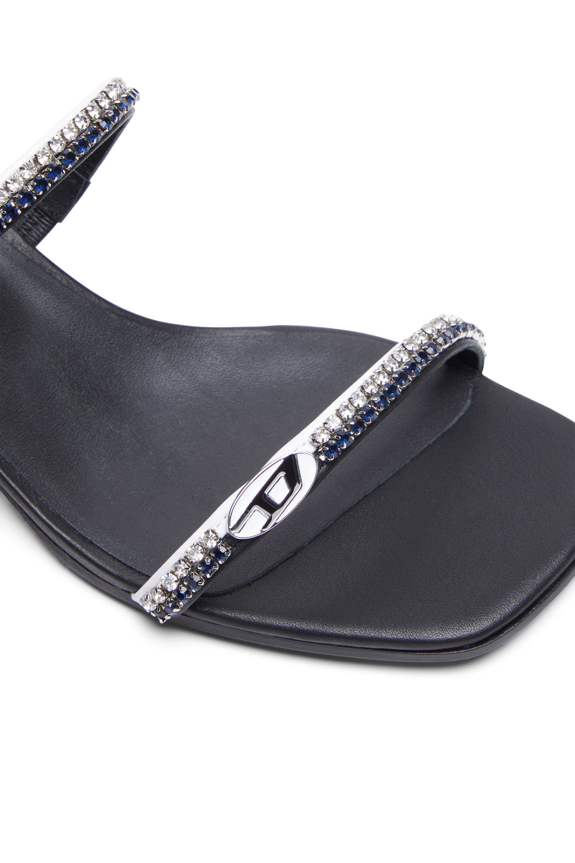 Diesel - D-KITTIE SD, Woman D-Kittie SD - Leather sandals with crystal straps in Black - Image 4