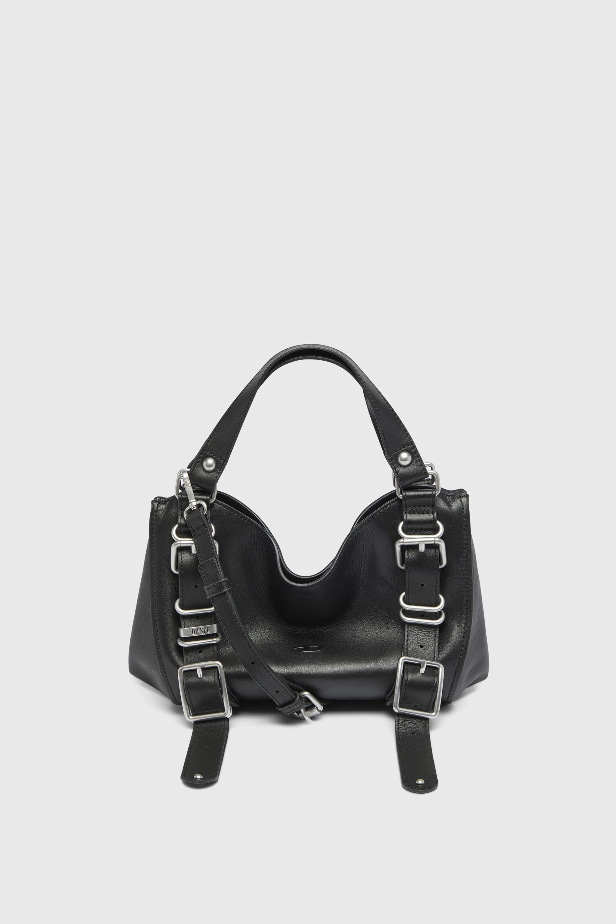 Diesel - D-ONE TOPHANDLE S, Woman's D-One-Small top-handle bag in treated leather in Black - 2