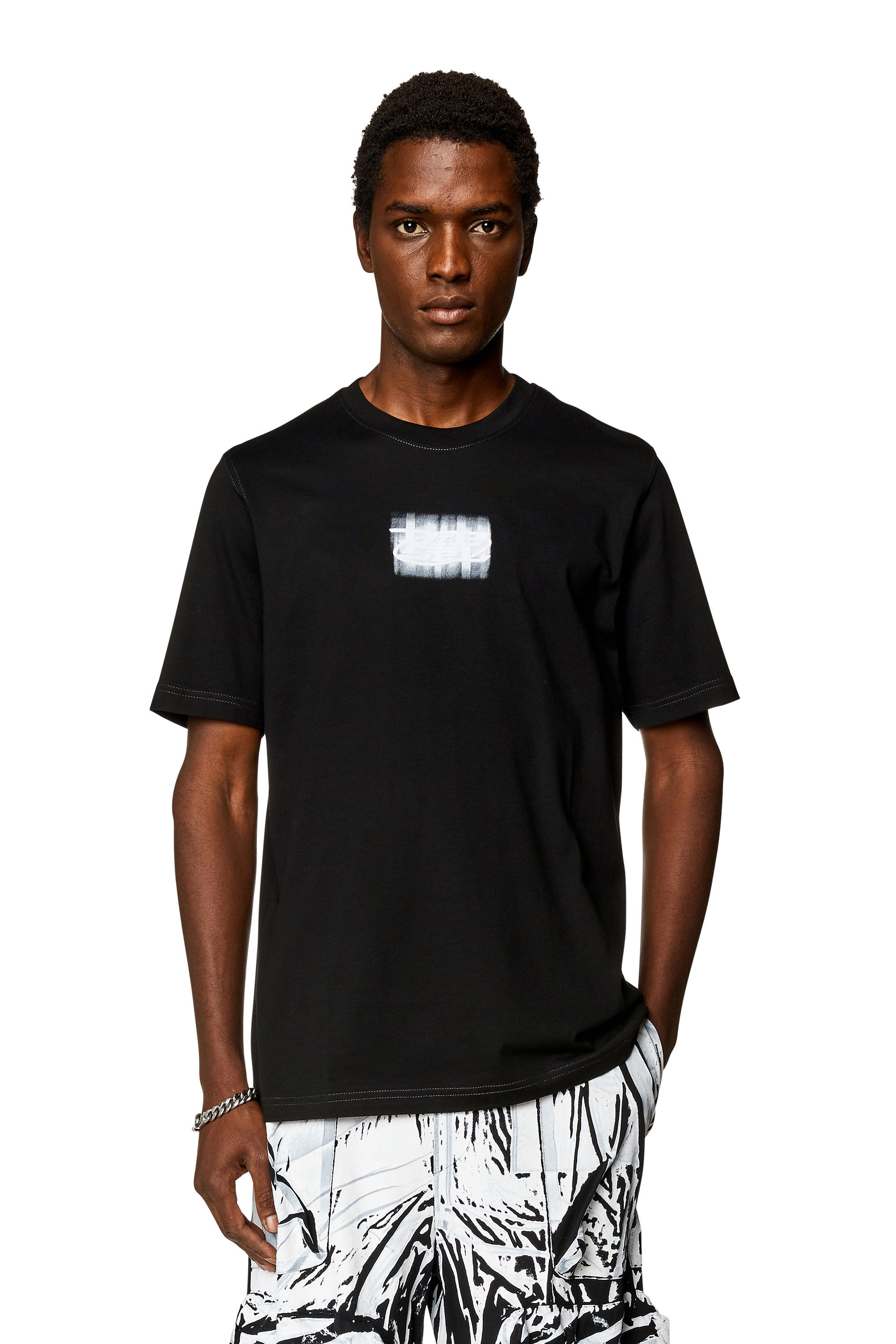 Diesel - T-JUST-N4, Man Logo-flocked T-shirt in organic cotton in Black - Image 3
