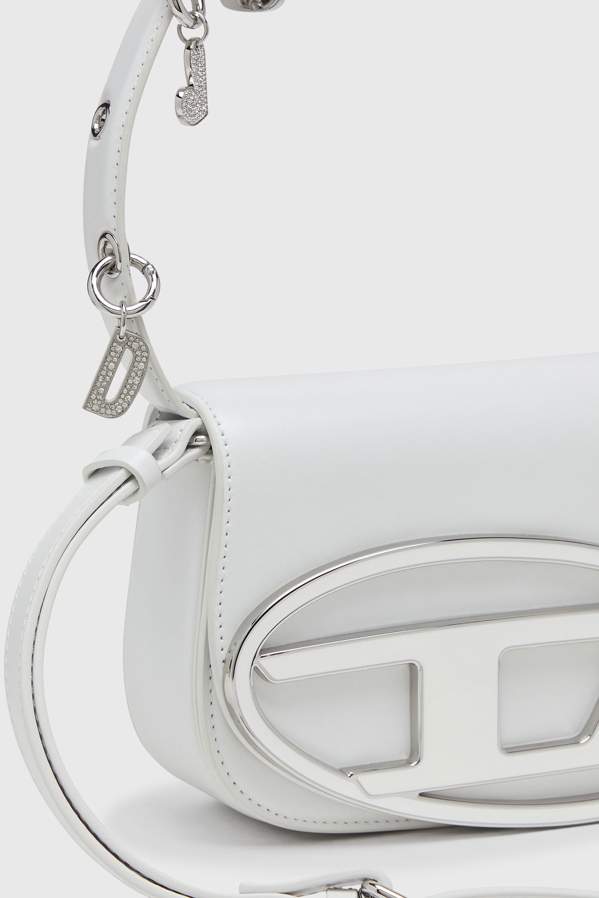 Diesel - 1DR, Woman's 1DR - Shoulder bag in leather with handle charms in White - 6