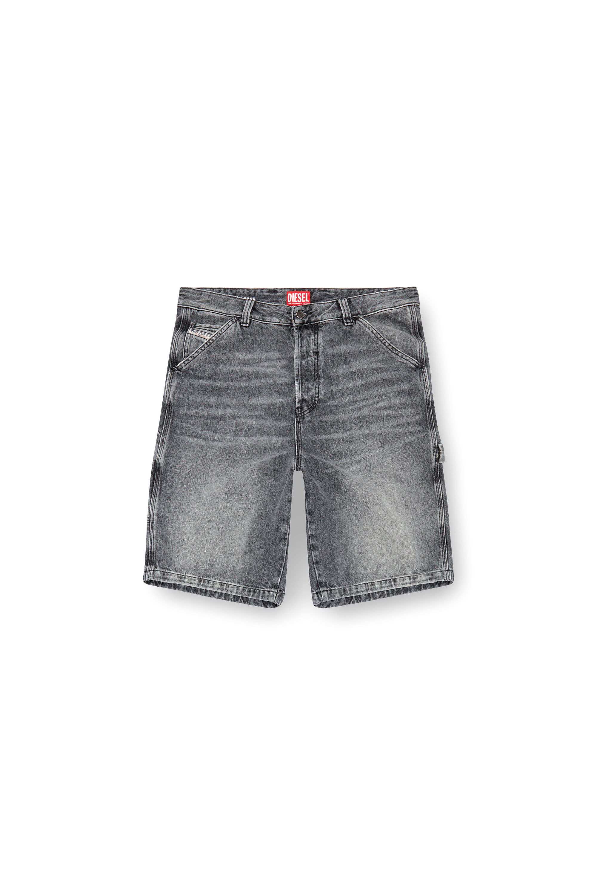 Diesel - D-LIVERY-SHORT, Man's Hemp denim utility shorts in Black - 2