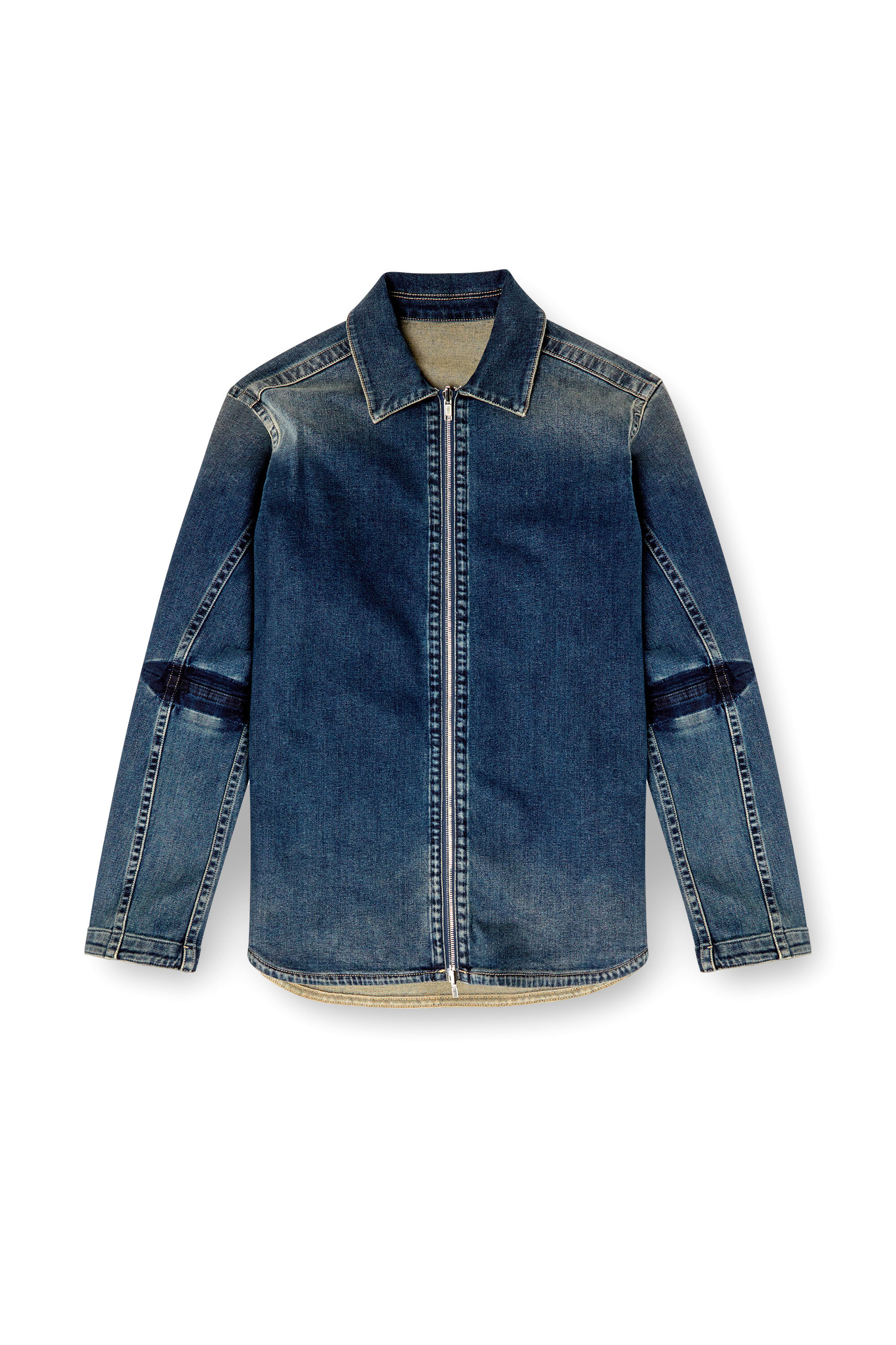 Diesel - D-SIMPLY-RE, Man's Zipped shirt in Rehab denim in Dark Blue - 2