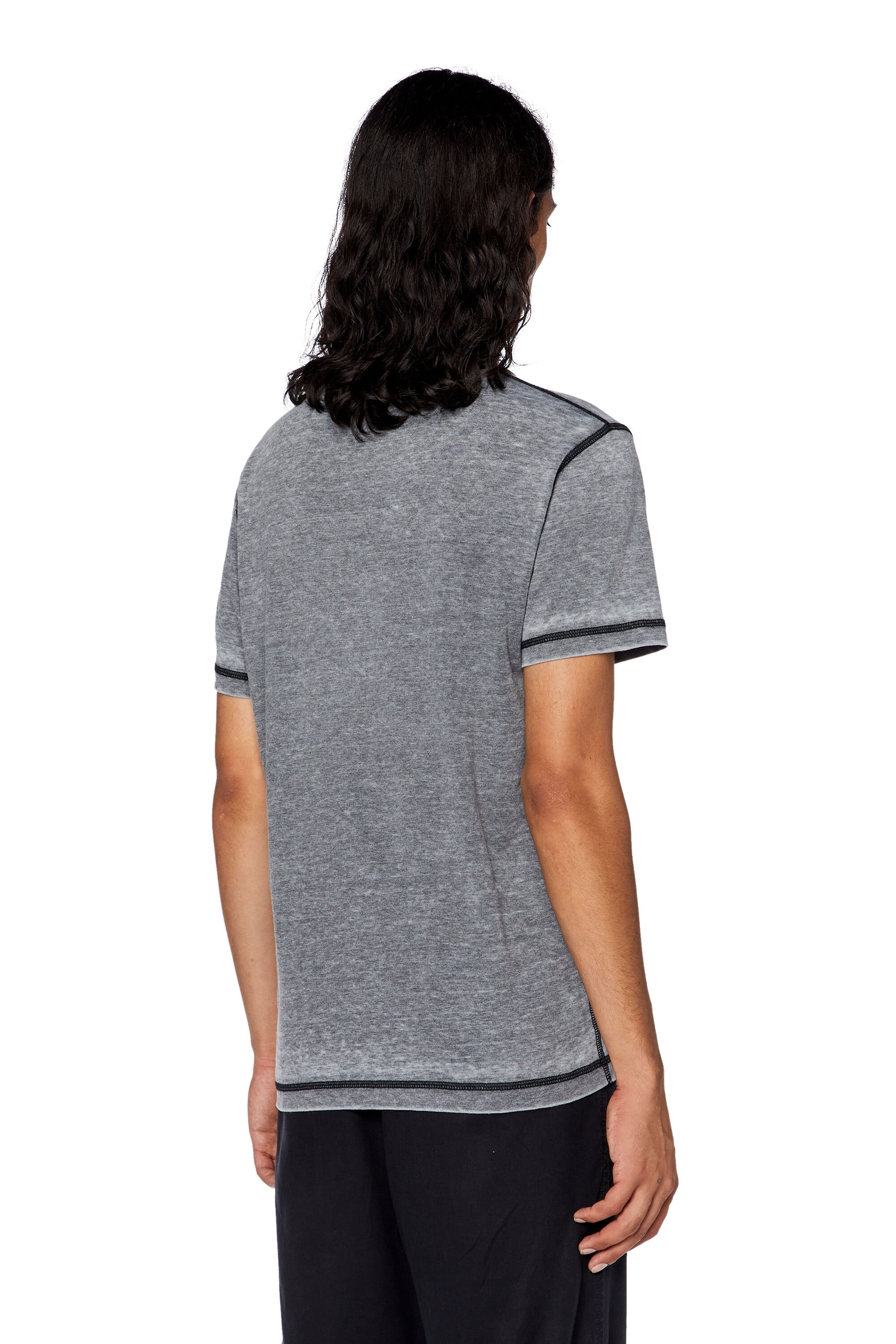 Diesel - T-DIEGOR-L1, Man T-shirt with burn-out logo in Grey - Image 4