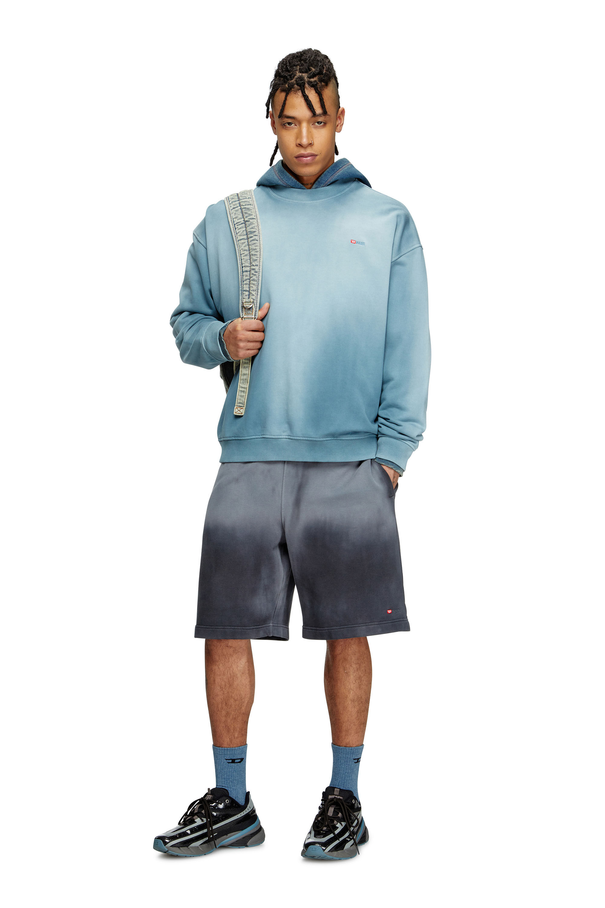 Diesel - S-BOXT-R4, Man's Faded sweatshirt with micro-logo embroidery in Blue - 1