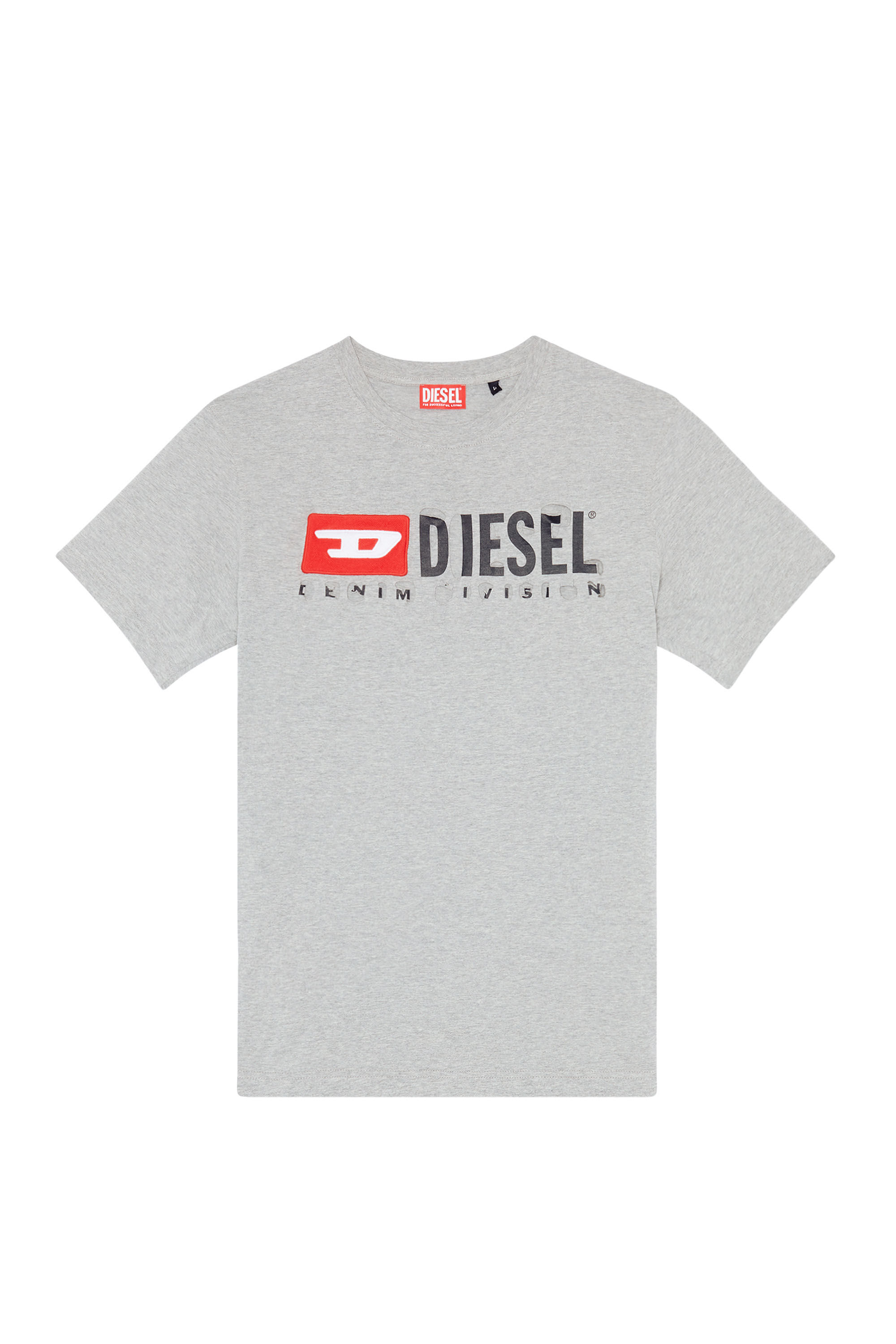 Diesel - T-JUST-DIVSTROYED, Man T-shirt with peel-off letters in Grey - Image 2