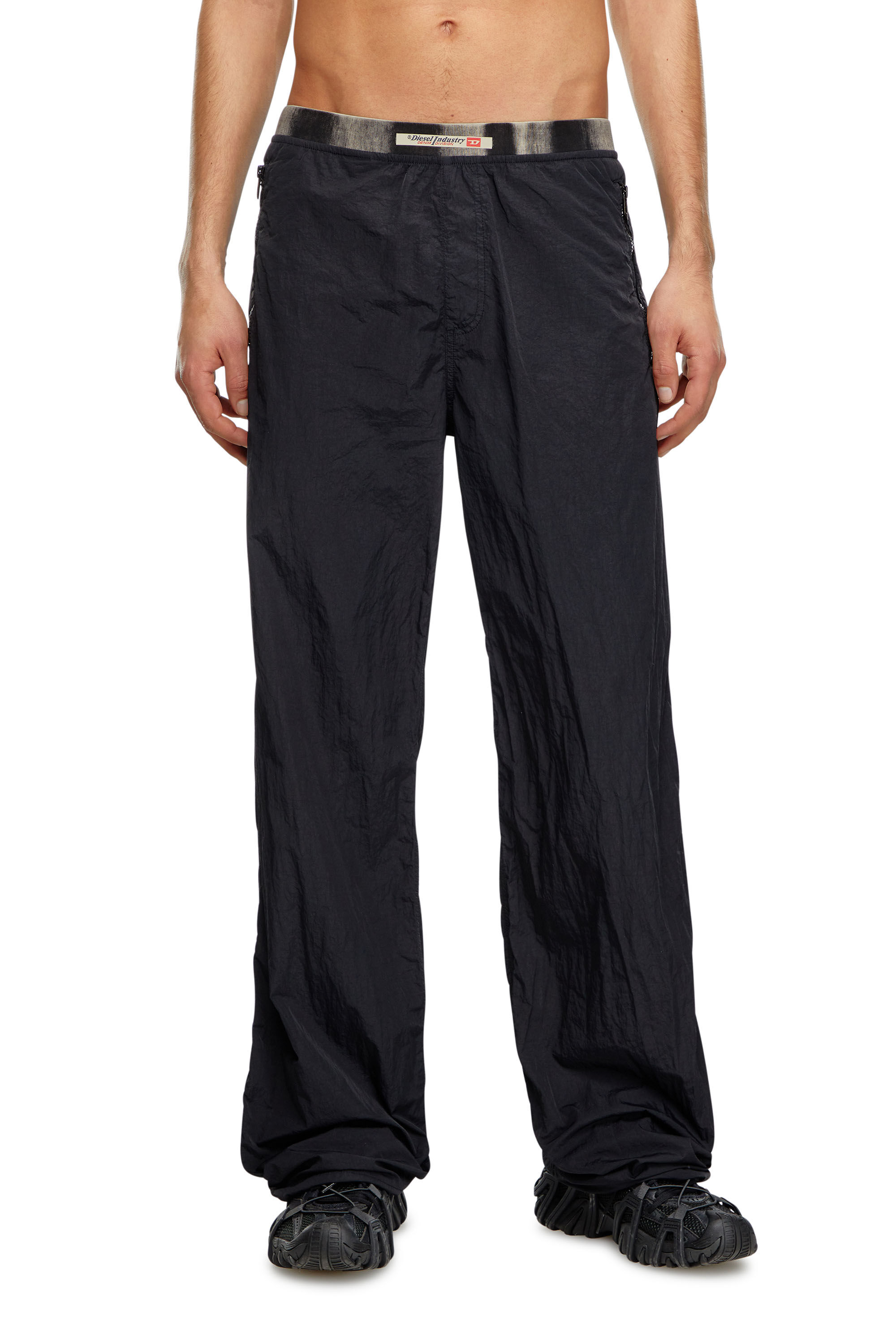 Diesel - P-POST, Man Lightweight pants in wrinkled nylon in Black - Image 3
