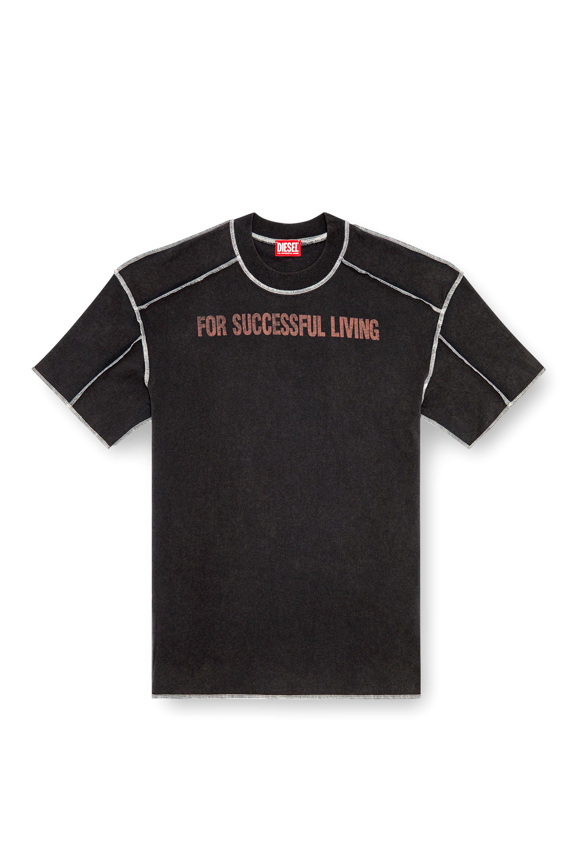 Diesel - T-CRAOR, Man T-shirt with inside-out effect in Black - Image 2