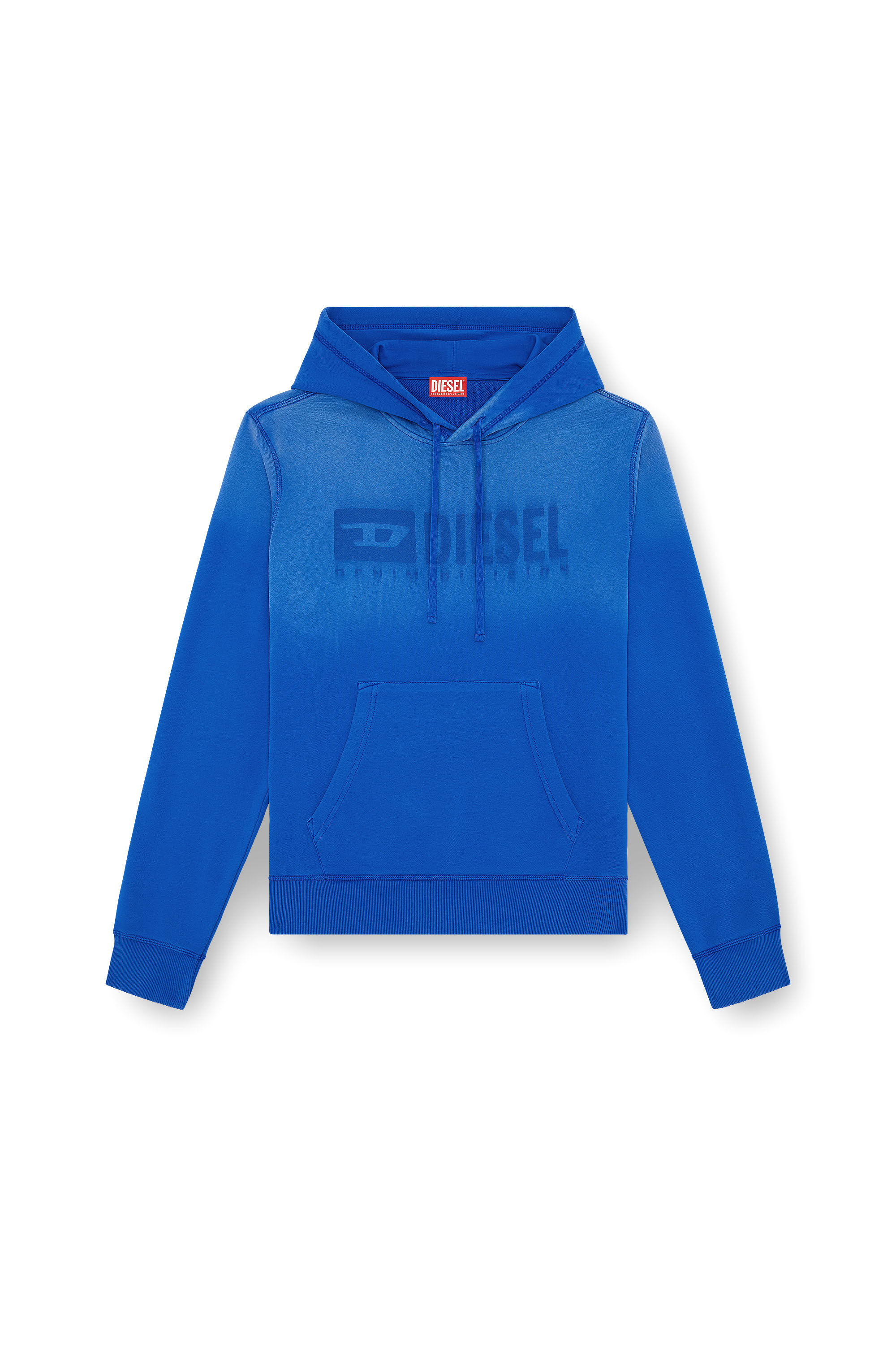 Diesel - S-GINN-HOOD-K44, Man Faded hoodie with Denim Division logo in Blue - Image 4