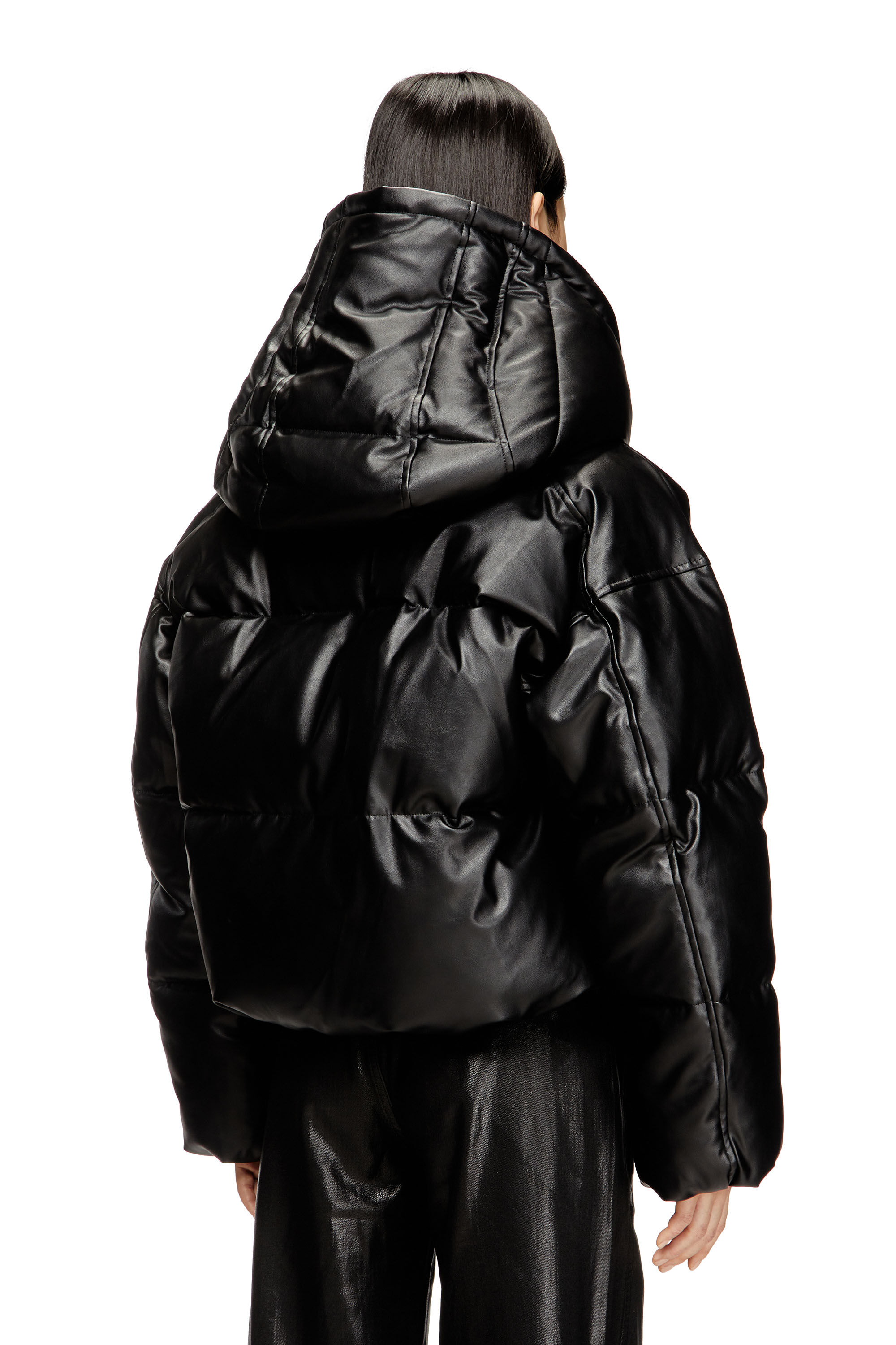 Diesel - W-ILLEY, Woman's Hooded puffer jacket in coated fabric in null - 4