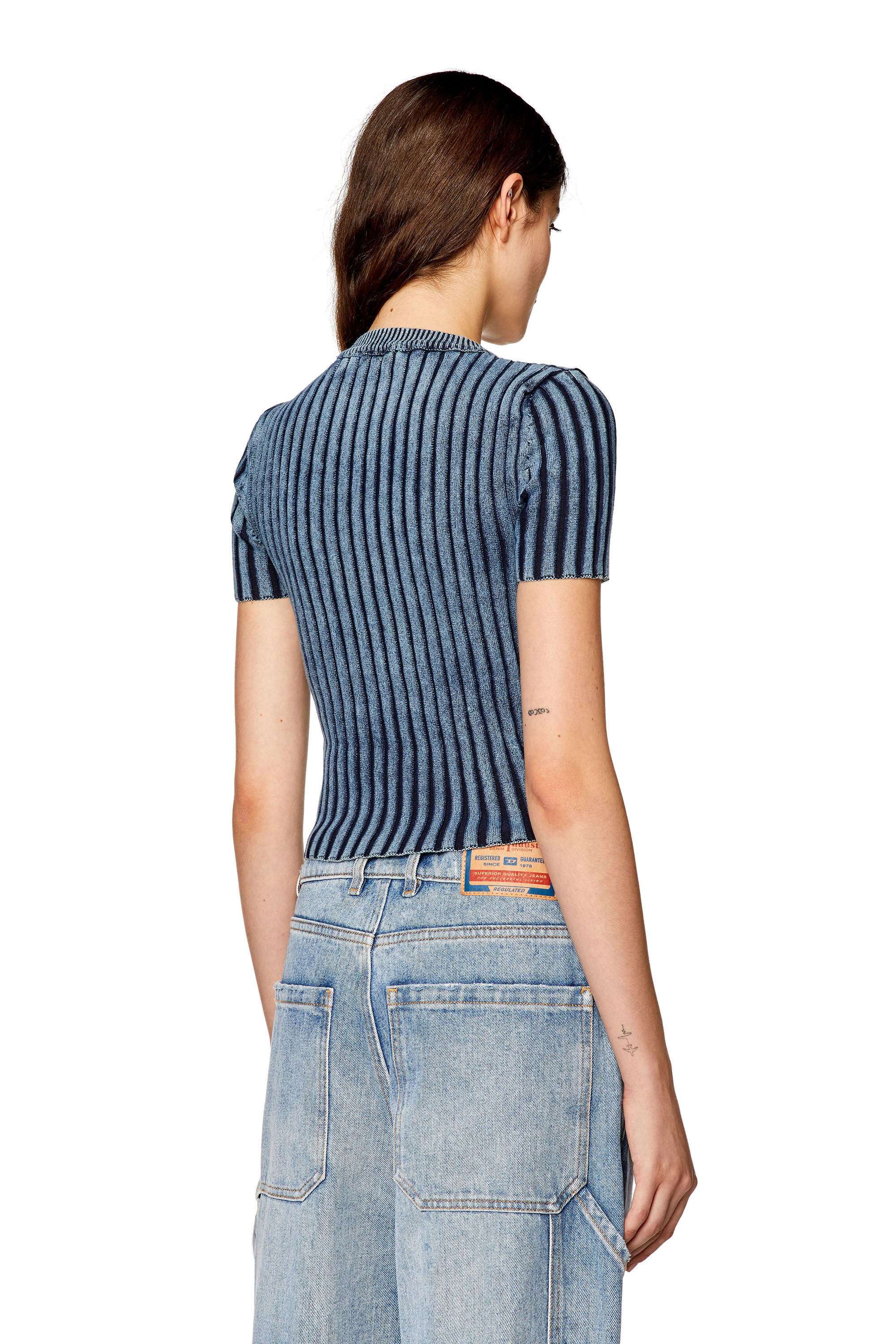 Diesel - M-ANAHEIM, Woman Top with D plaque in Blue - Image 4