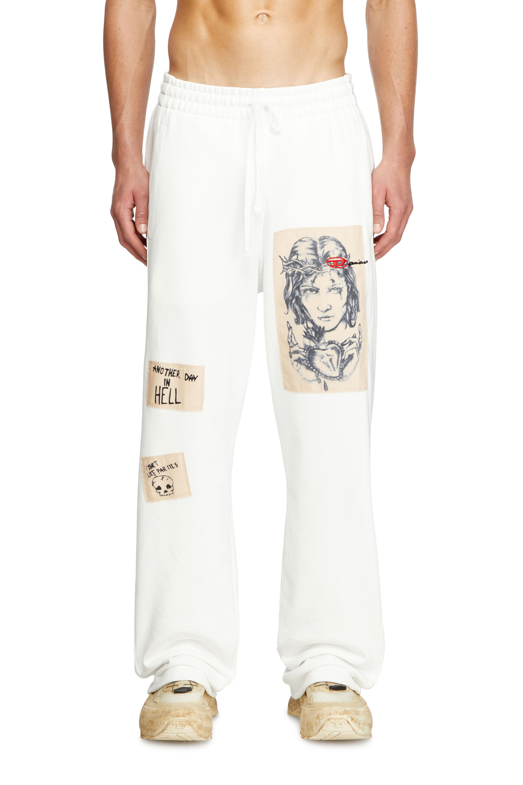 Diesel - P-MARTYANS-DD, Unisex's Track pants with tattoo patches in White - 3