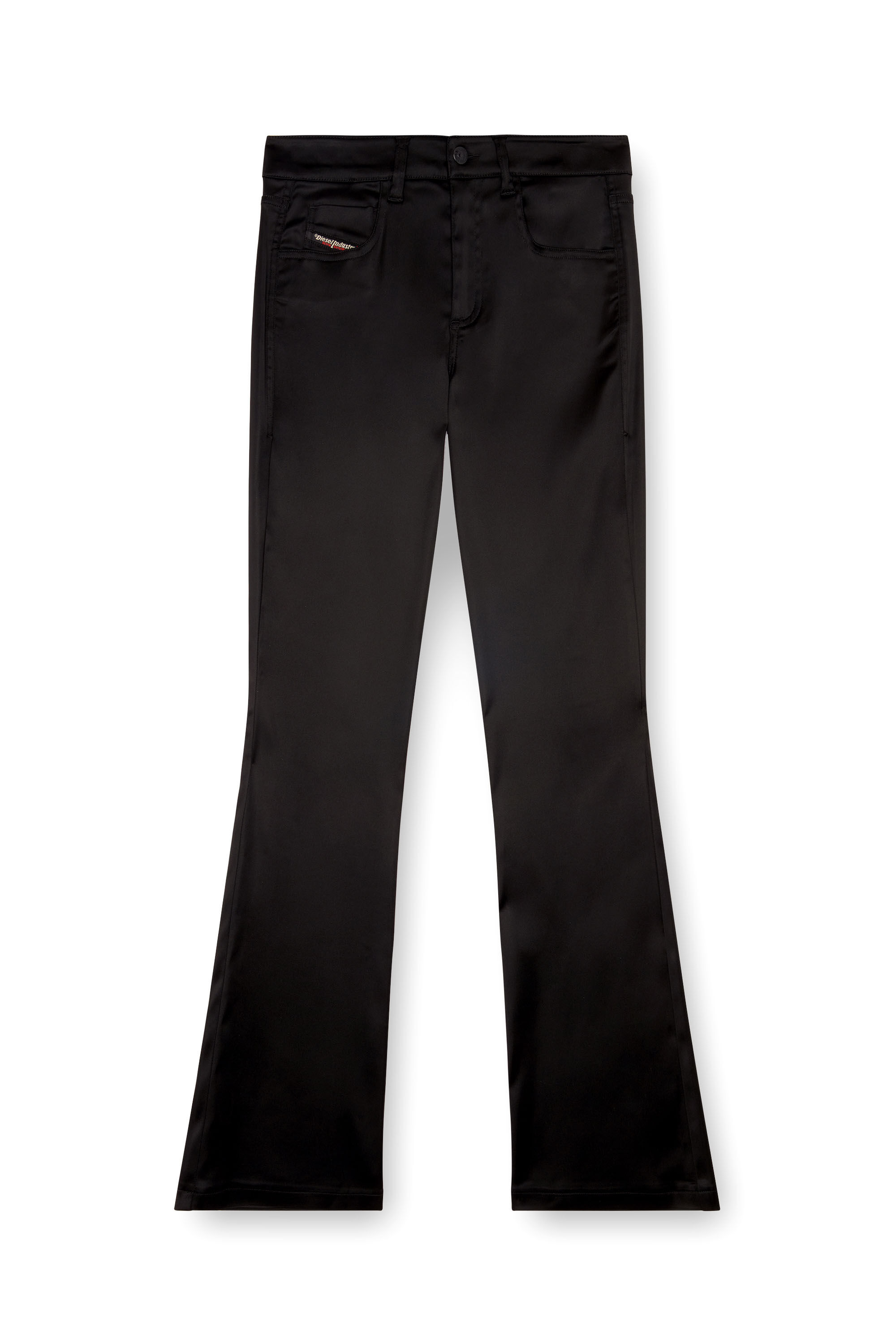 Diesel - P-EBBEY, Woman 5-pocket pants in stretch satin in Black - Image 2