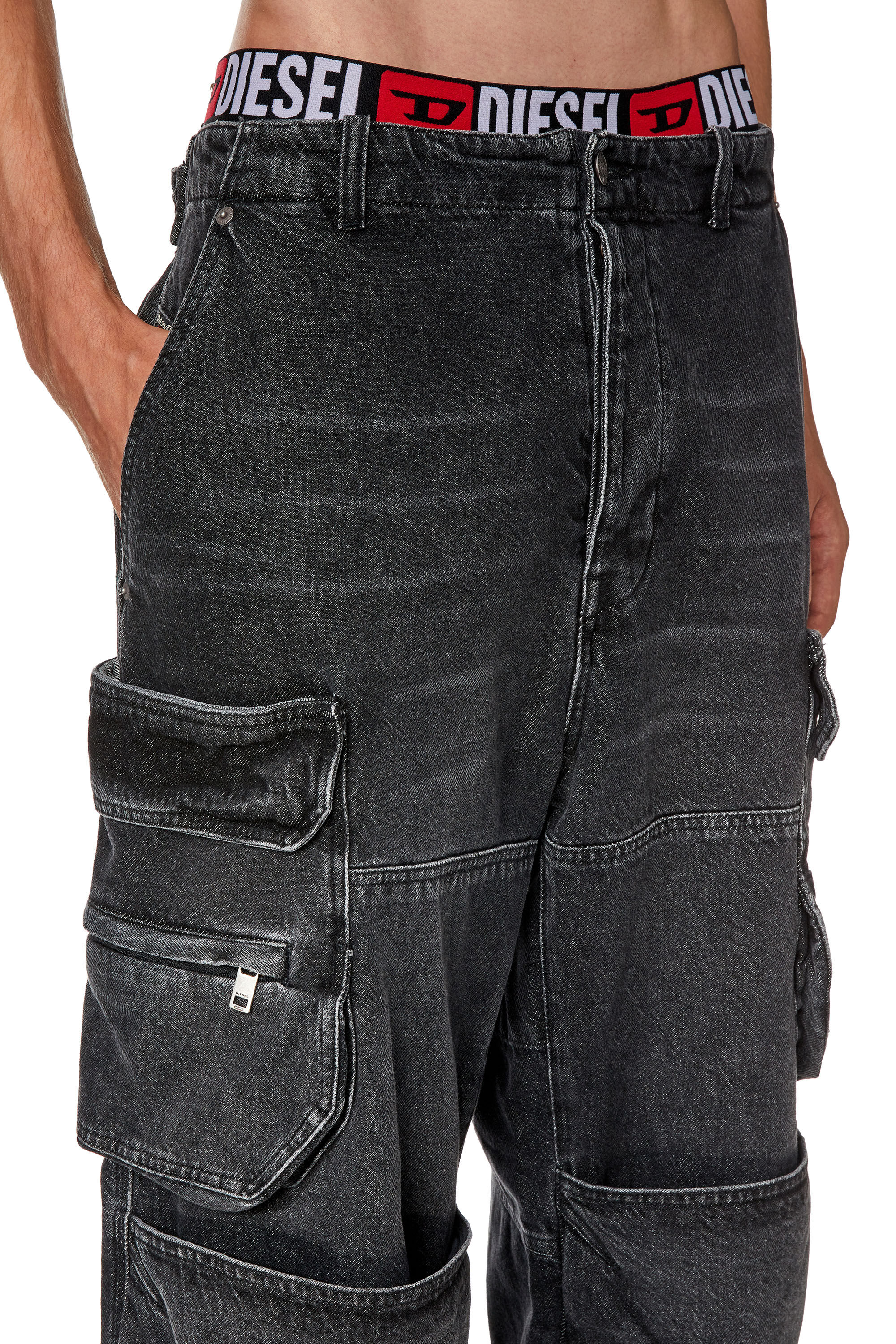 Diesel - Straight Jeans D-Fish 0HLAA, Black/Dark grey - Image 5