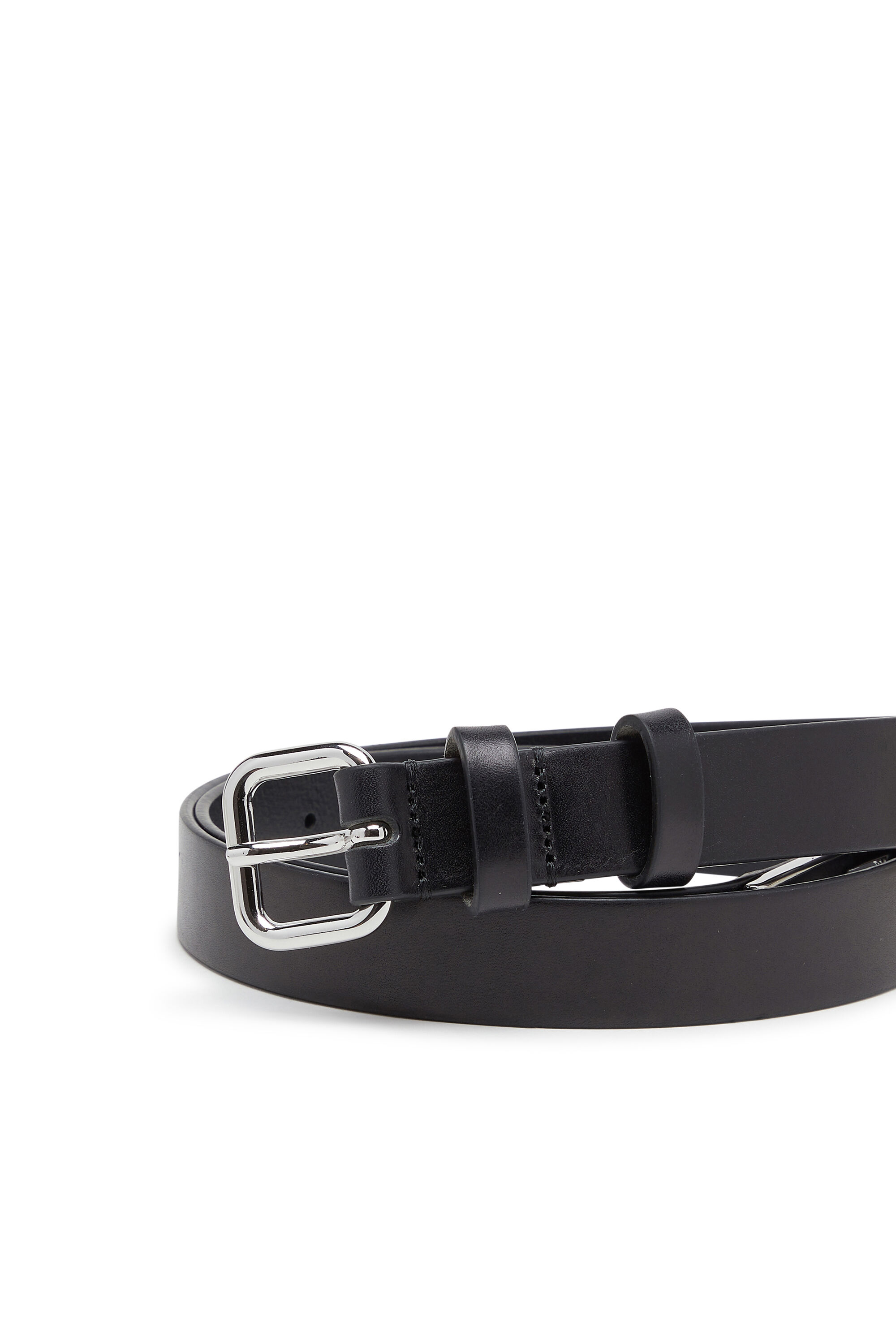 Diesel - B-D LOGO TIP 25, Woman's 2.4 cm leather belt with D tip in Black - 3