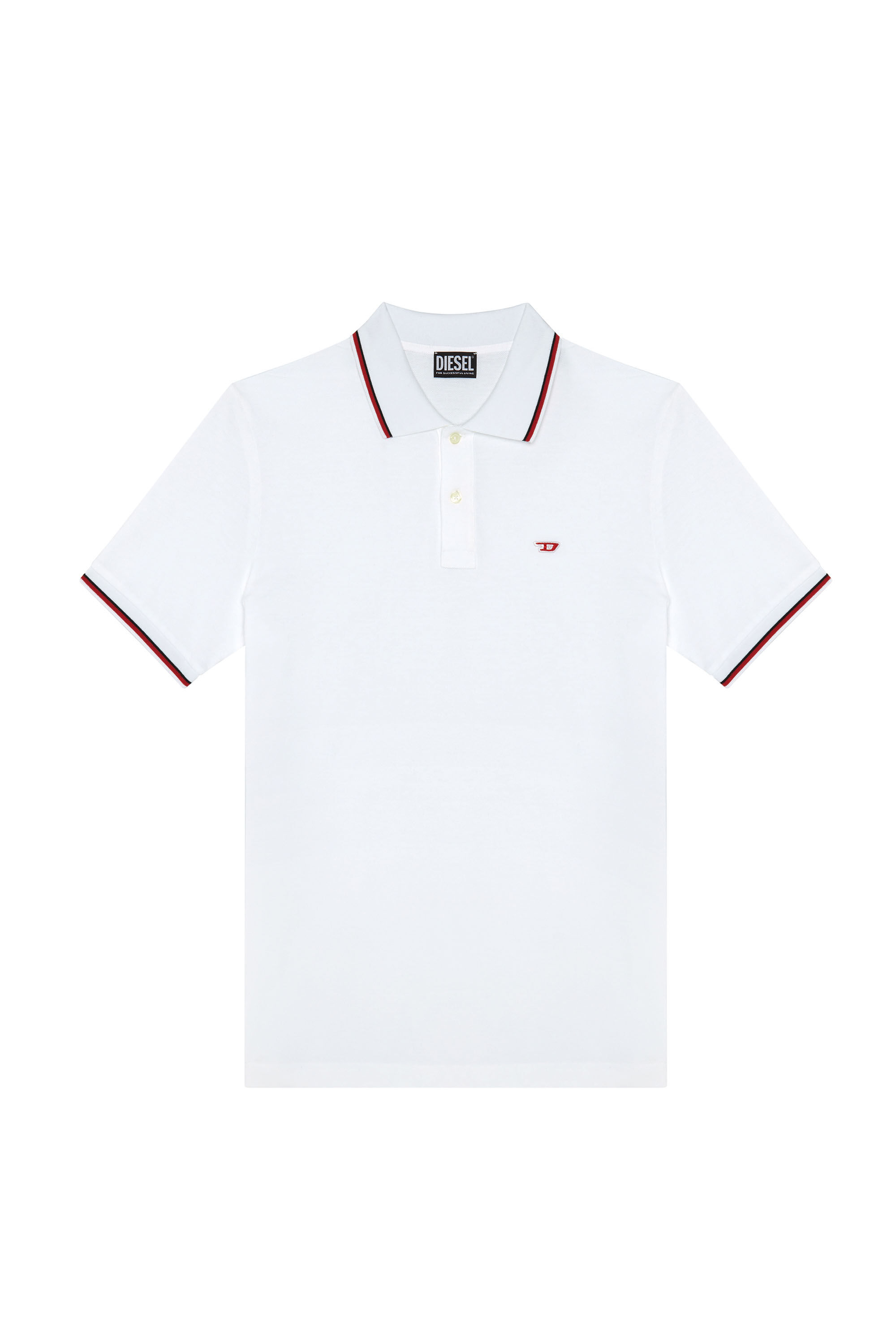 Diesel - T-SMITH-D, Man Polo shirt with striped trims in White - Image 2