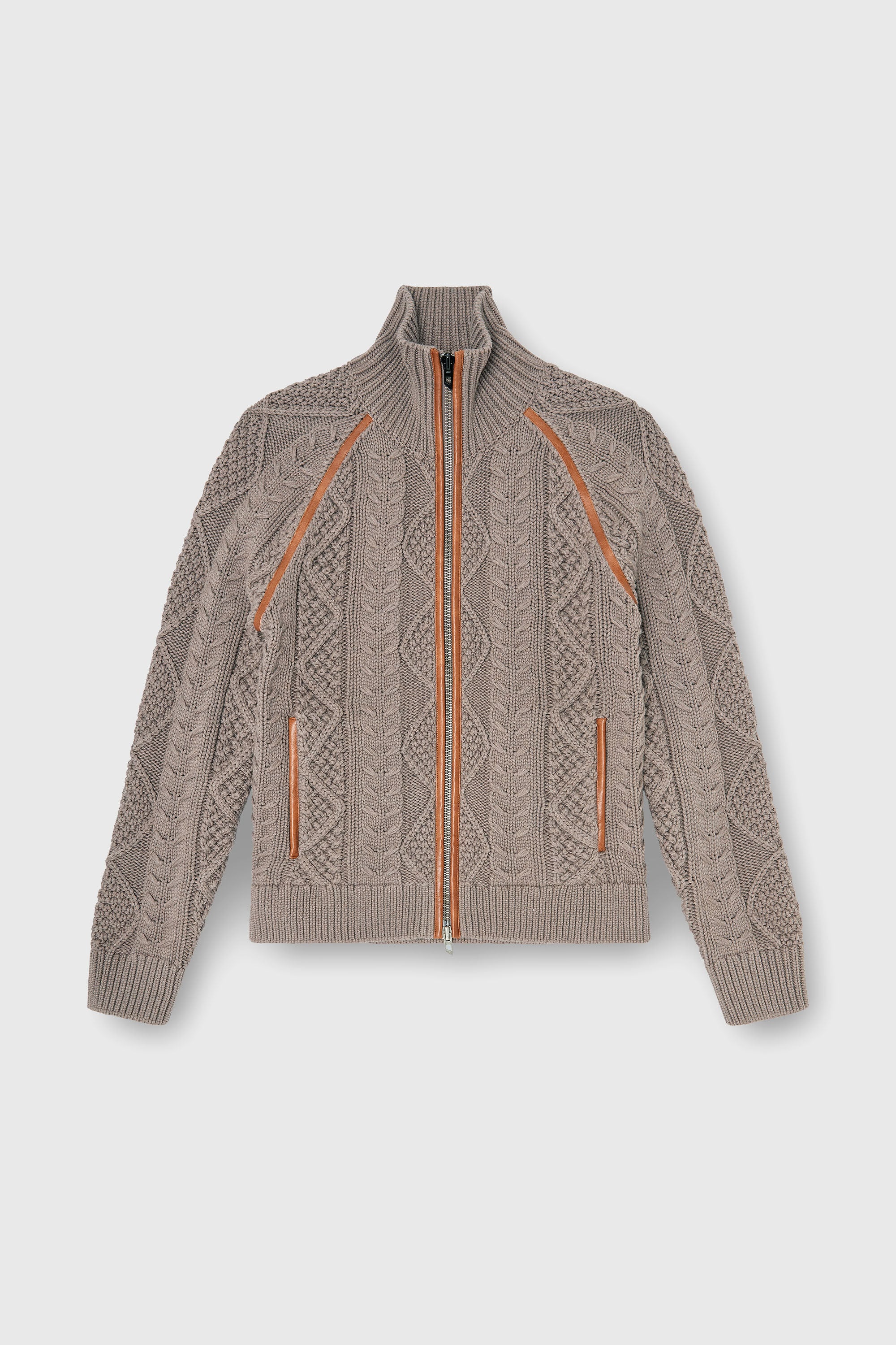 Diesel - K-INOKI, Man's Zip cardigan in cable knit in Grey - 2