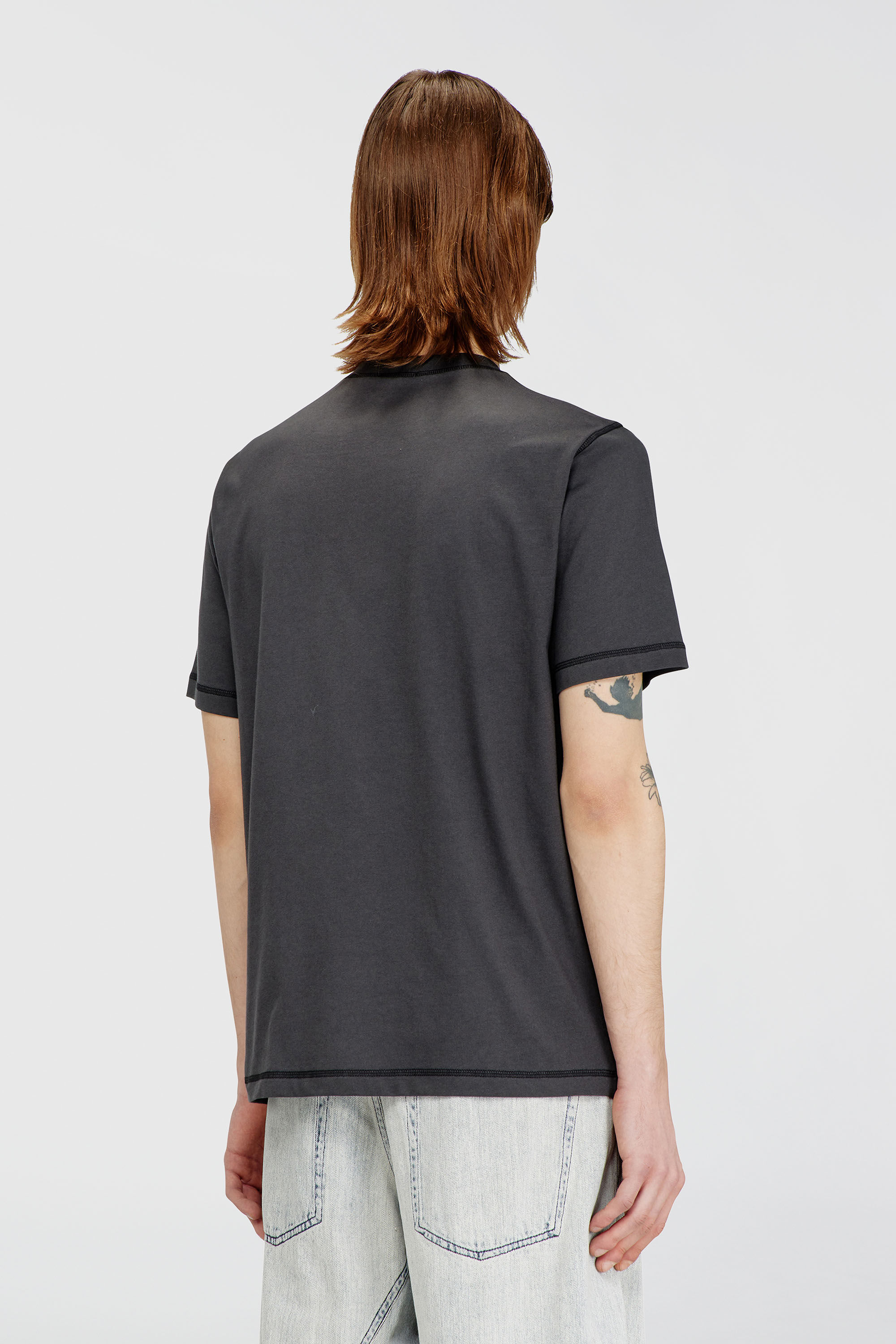 Diesel - T-ADJUST-V7, Man's T-shirt with Oval D logo print in Dark grey - 4
