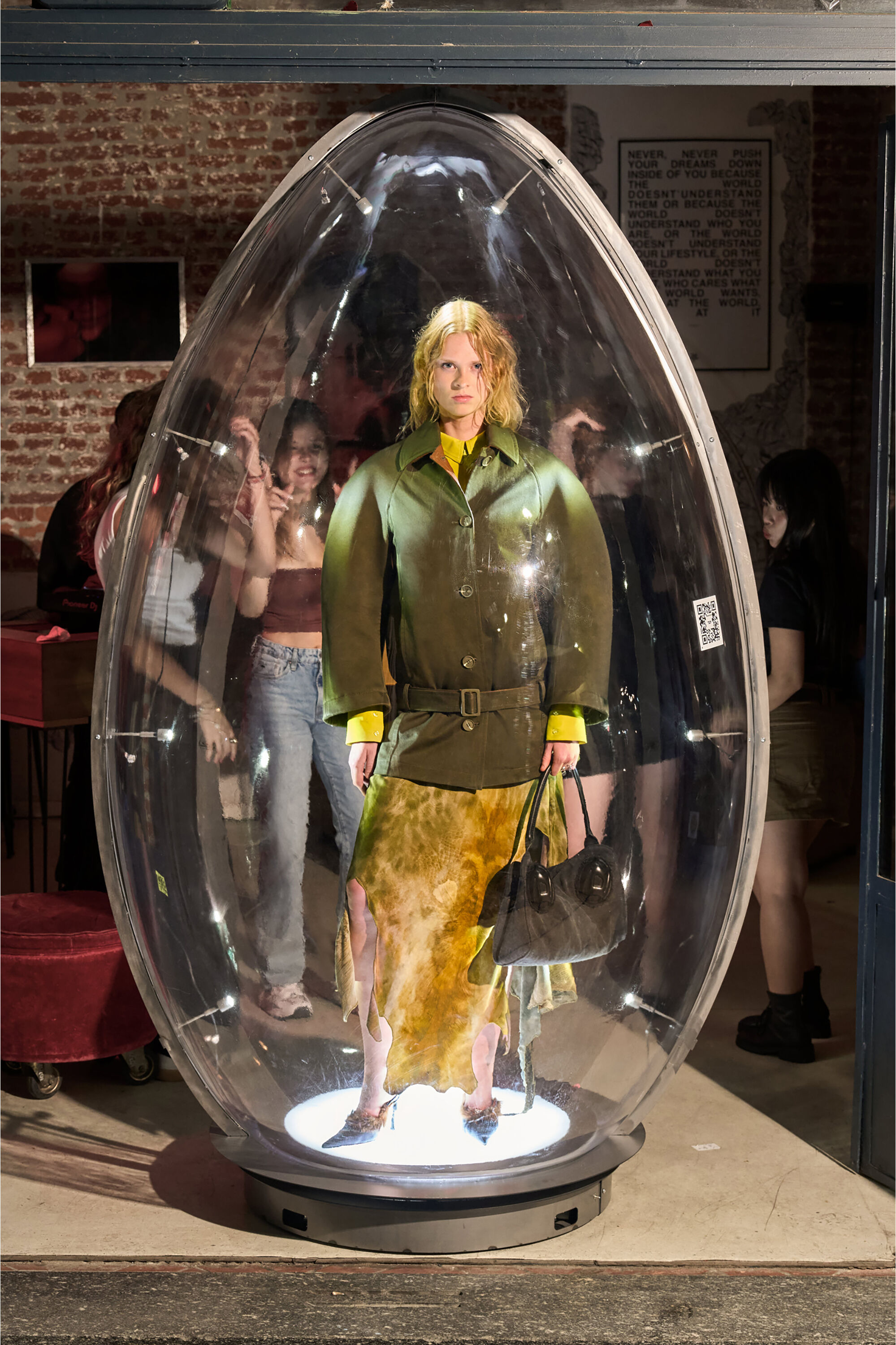 Diesel - O-TORN, Woman's Long asymmetrical skirt in printed satin in Brown/Green - 5