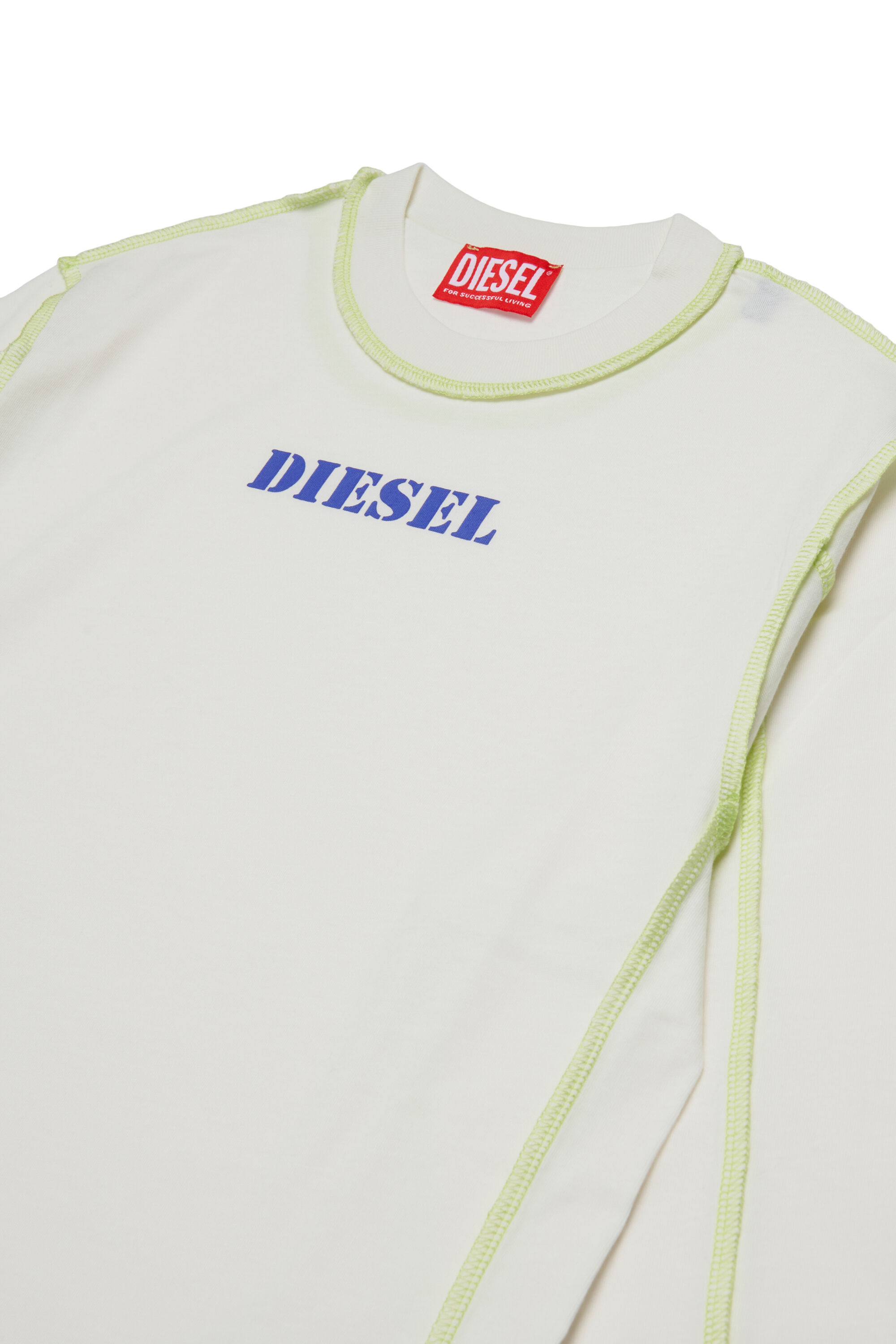 Diesel - TCRAORLS OVER, Man's Cotton t-shirts with contrasting stitches in White - 3