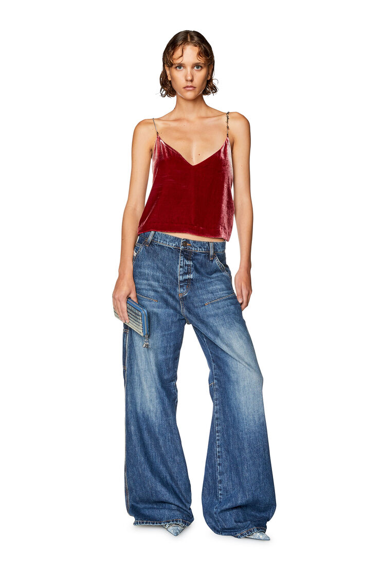 Velvet camisole with chain straps