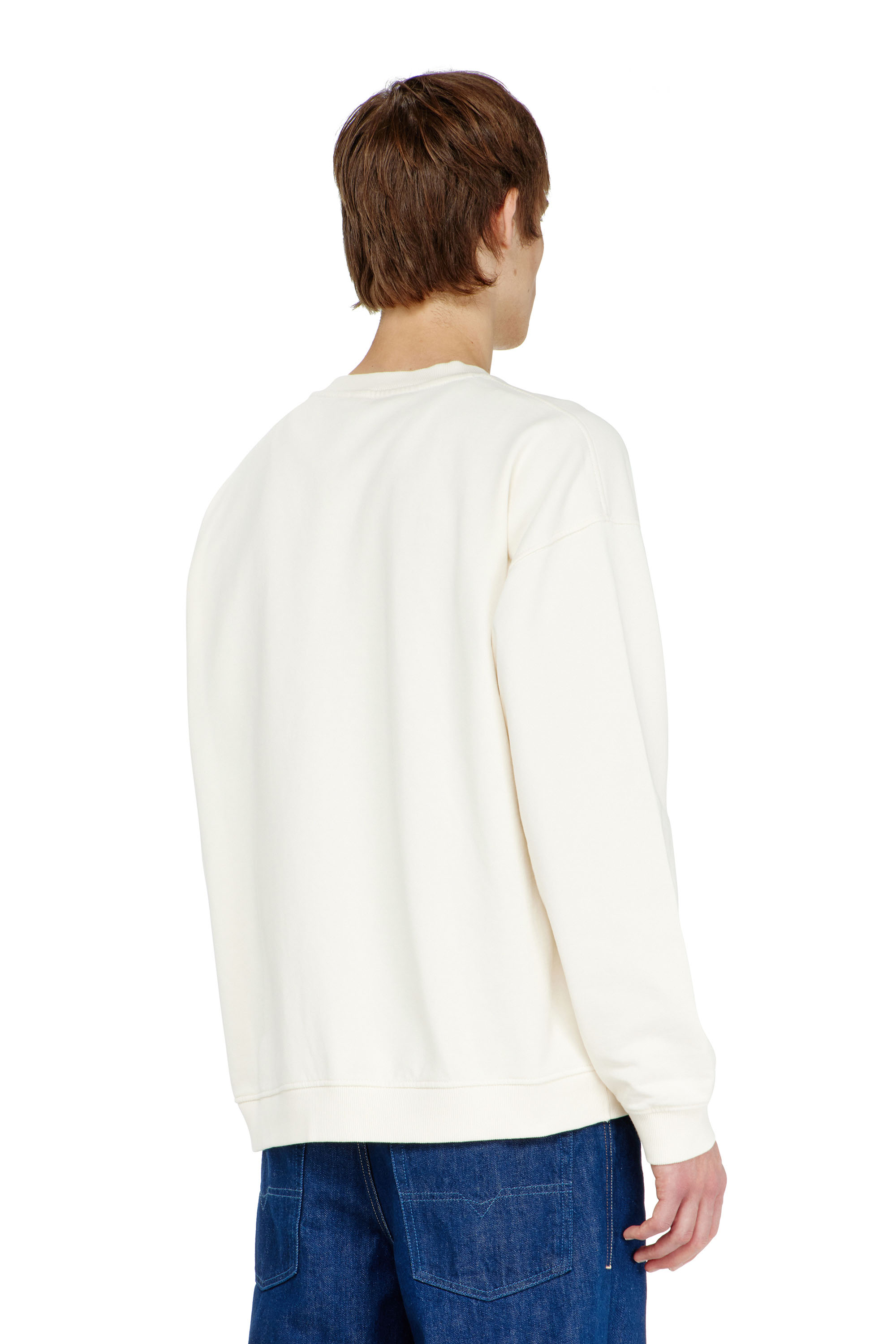 Diesel - S-BOXT-N5, Man's Cotton sweatshirt with flocked Oval D in Black/White - 4