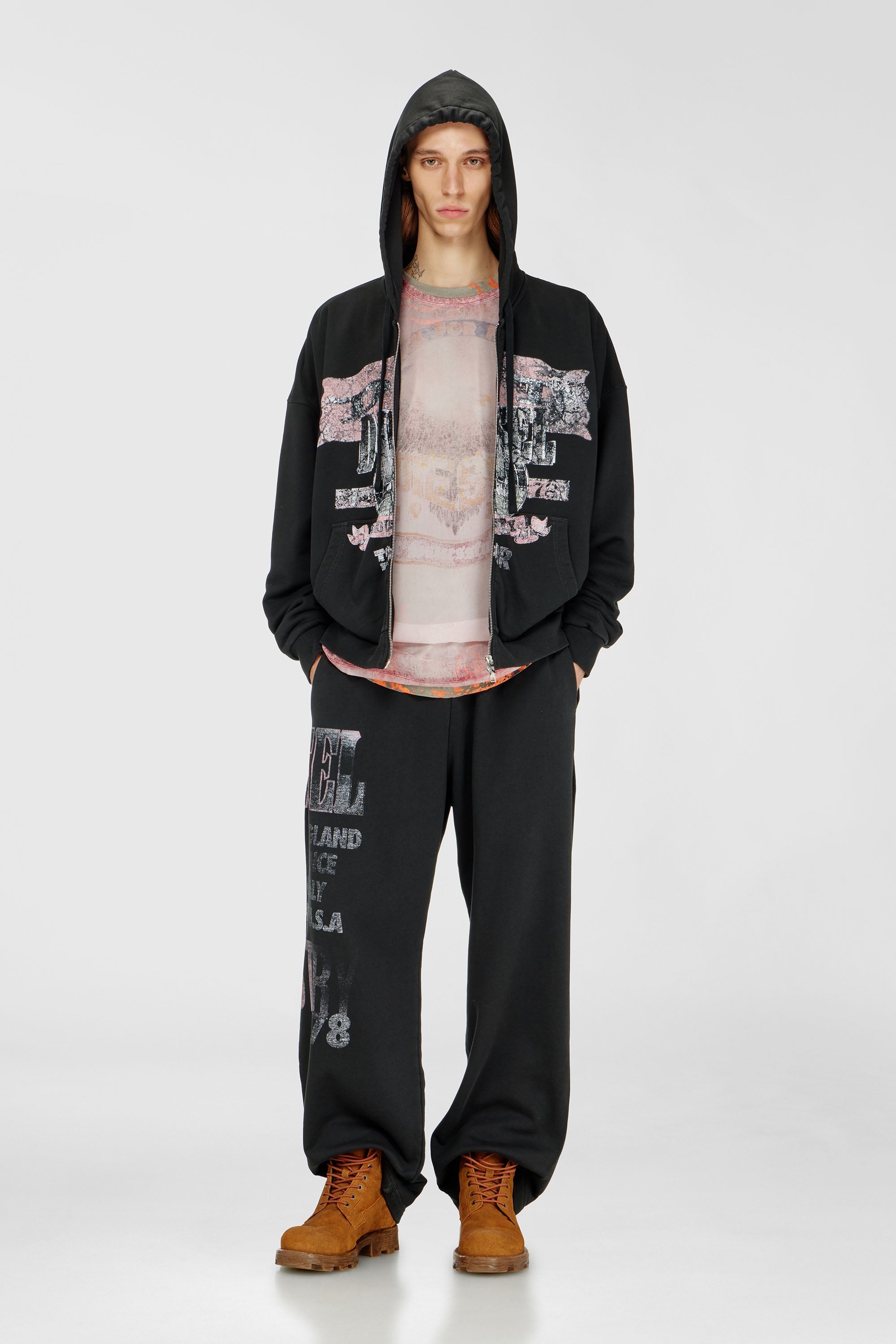 Diesel - S-WILL-ZIP, Man's Zip-up hoodie with concert graphics in null - 2