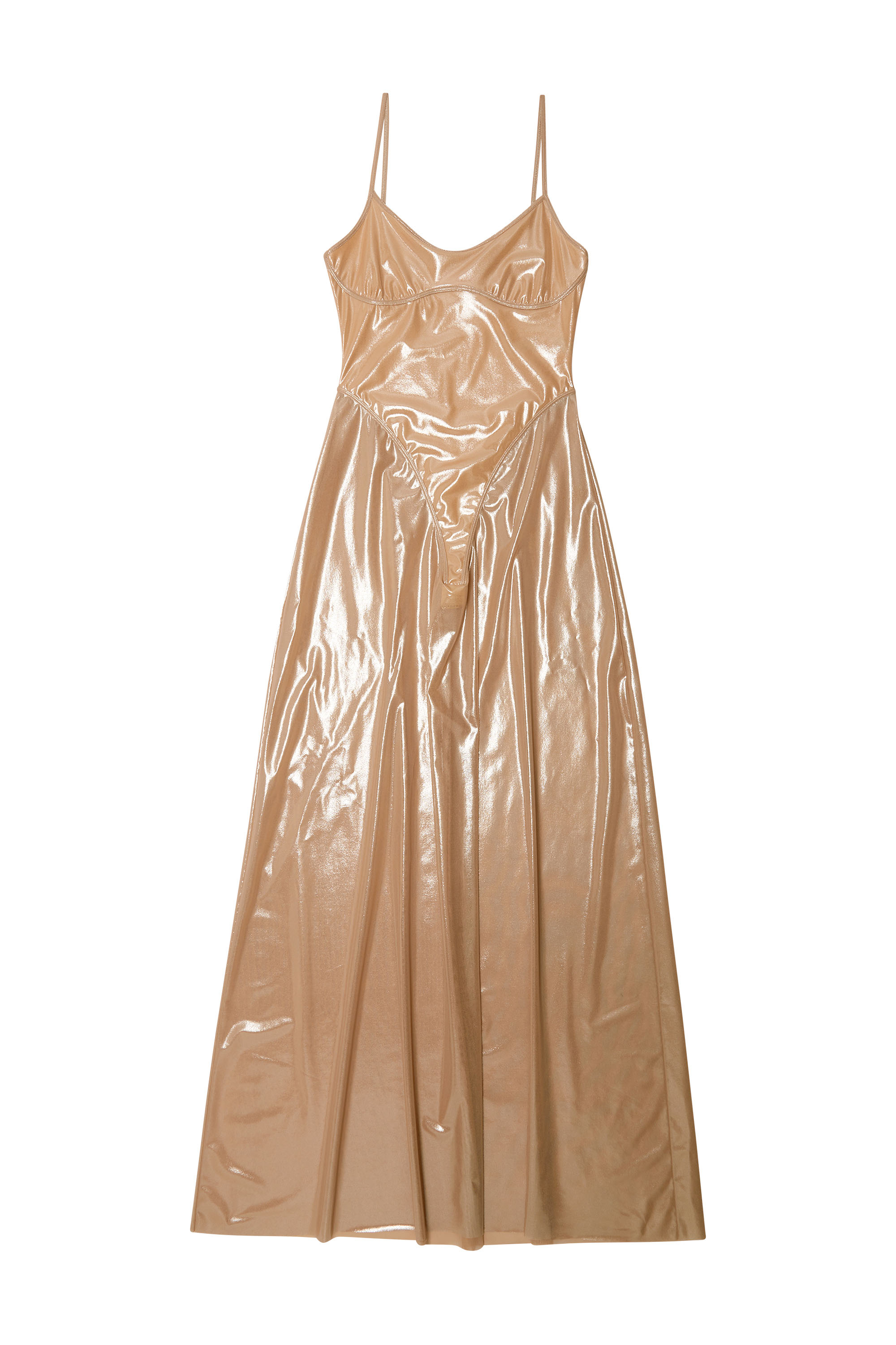 Diesel - D-ROONEY, Woman Long slip dress in shiny stretch tulle in Pink - Image 4