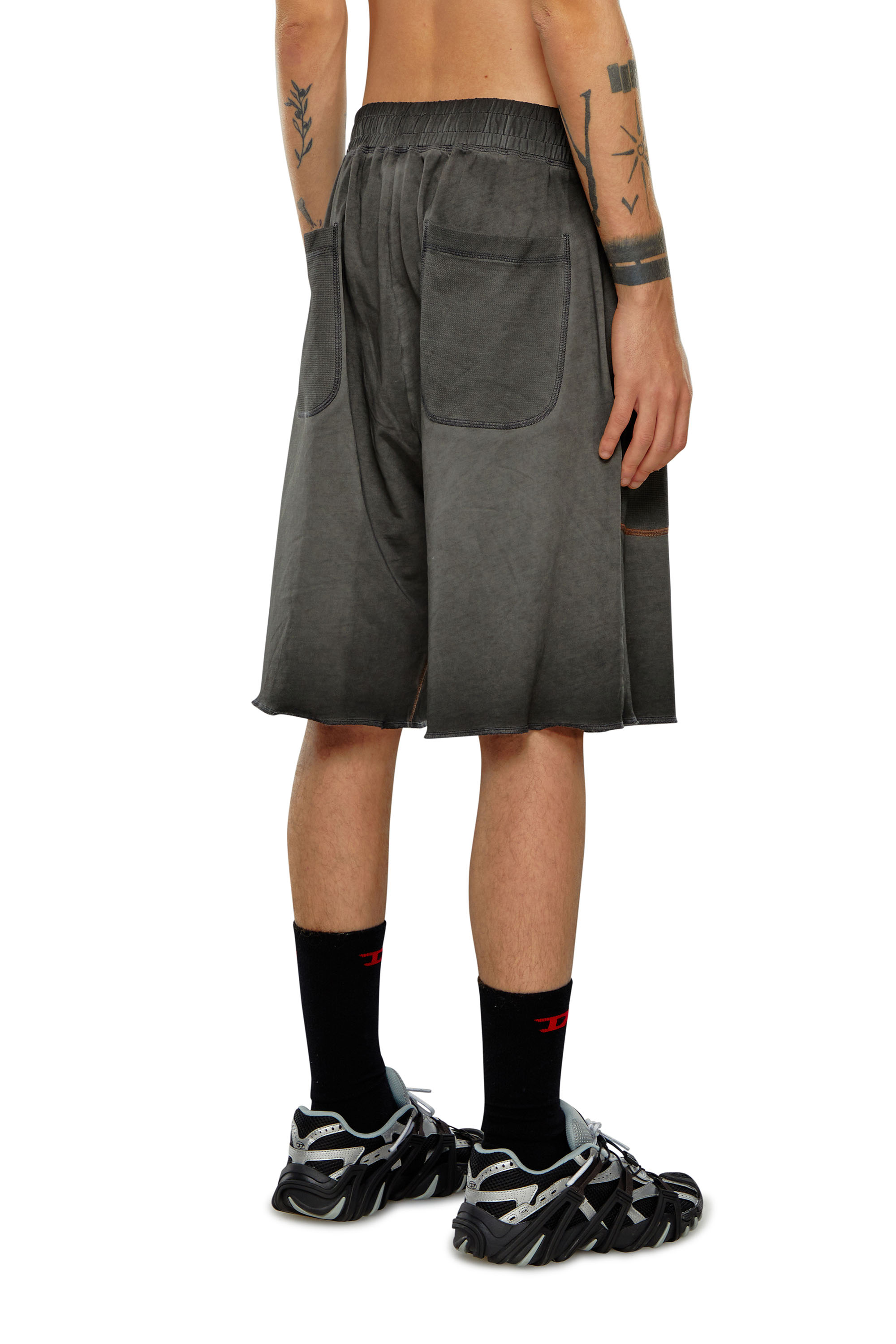 Diesel - P-BASK, Man Sweat shorts with waffle-knit details in Black - Image 4