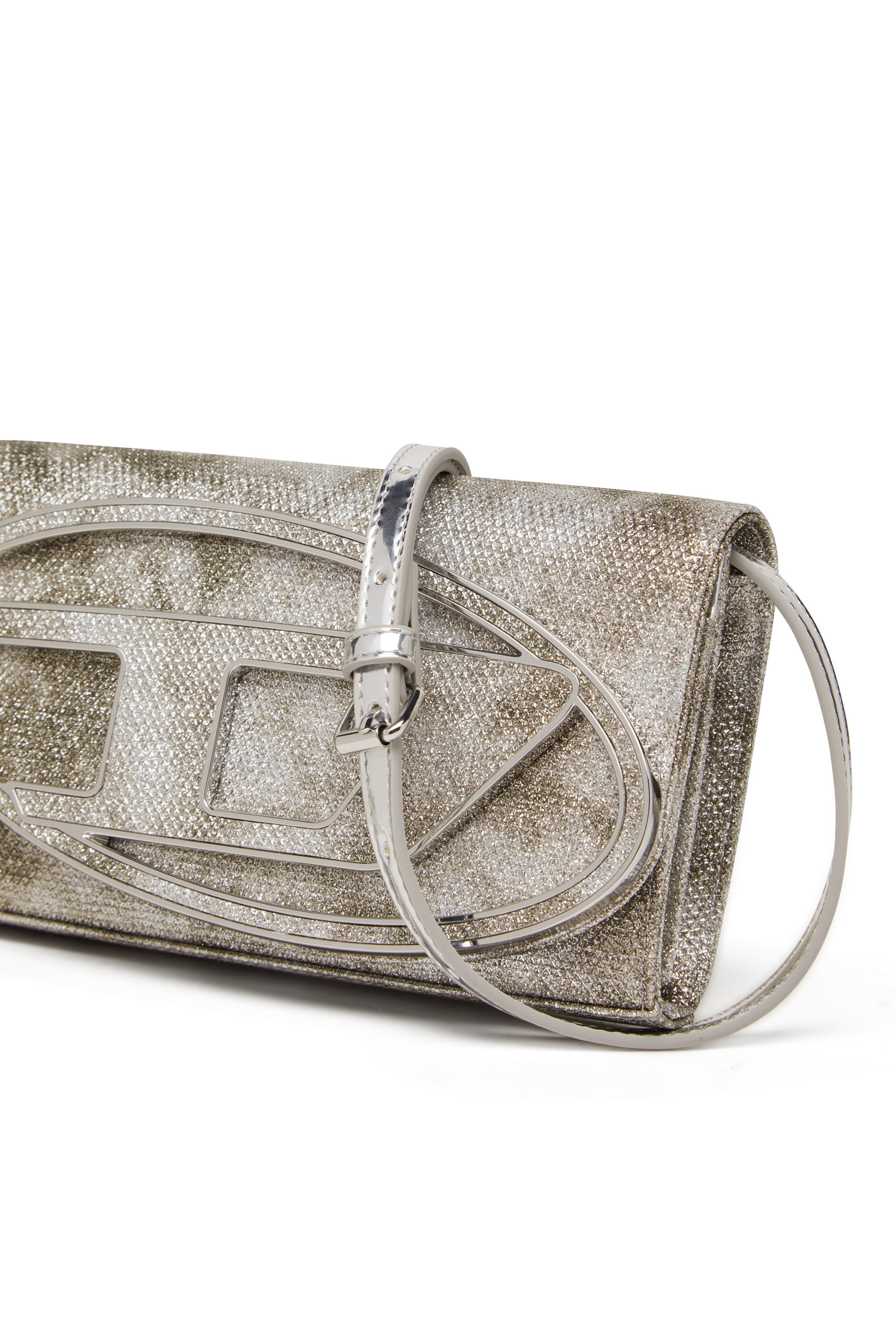 Diesel - 1DR WALLET STRAP, Woman's Wallet purse in shimmer fabric in Light Brown - 5