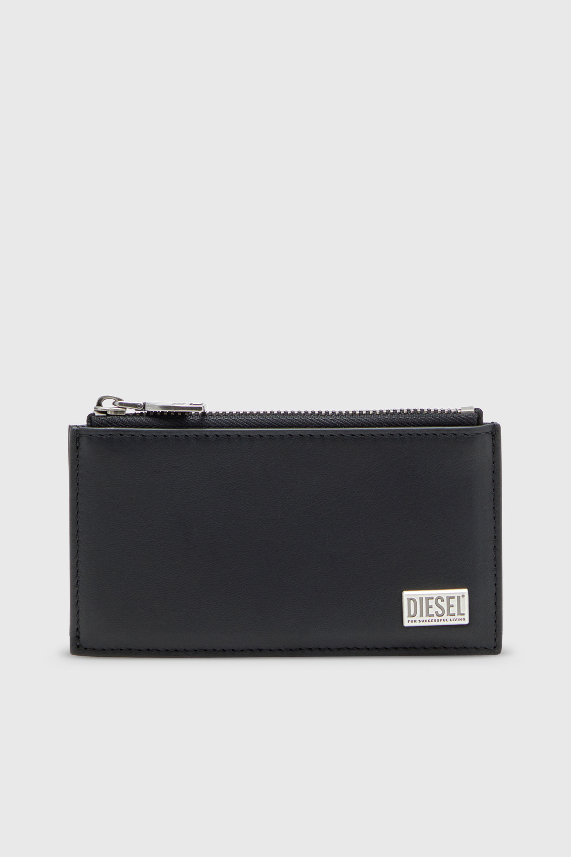 Diesel - BISCOTTO CARD HOLDER III, Man's Flat card holder in semi gloss leather in Black - 1