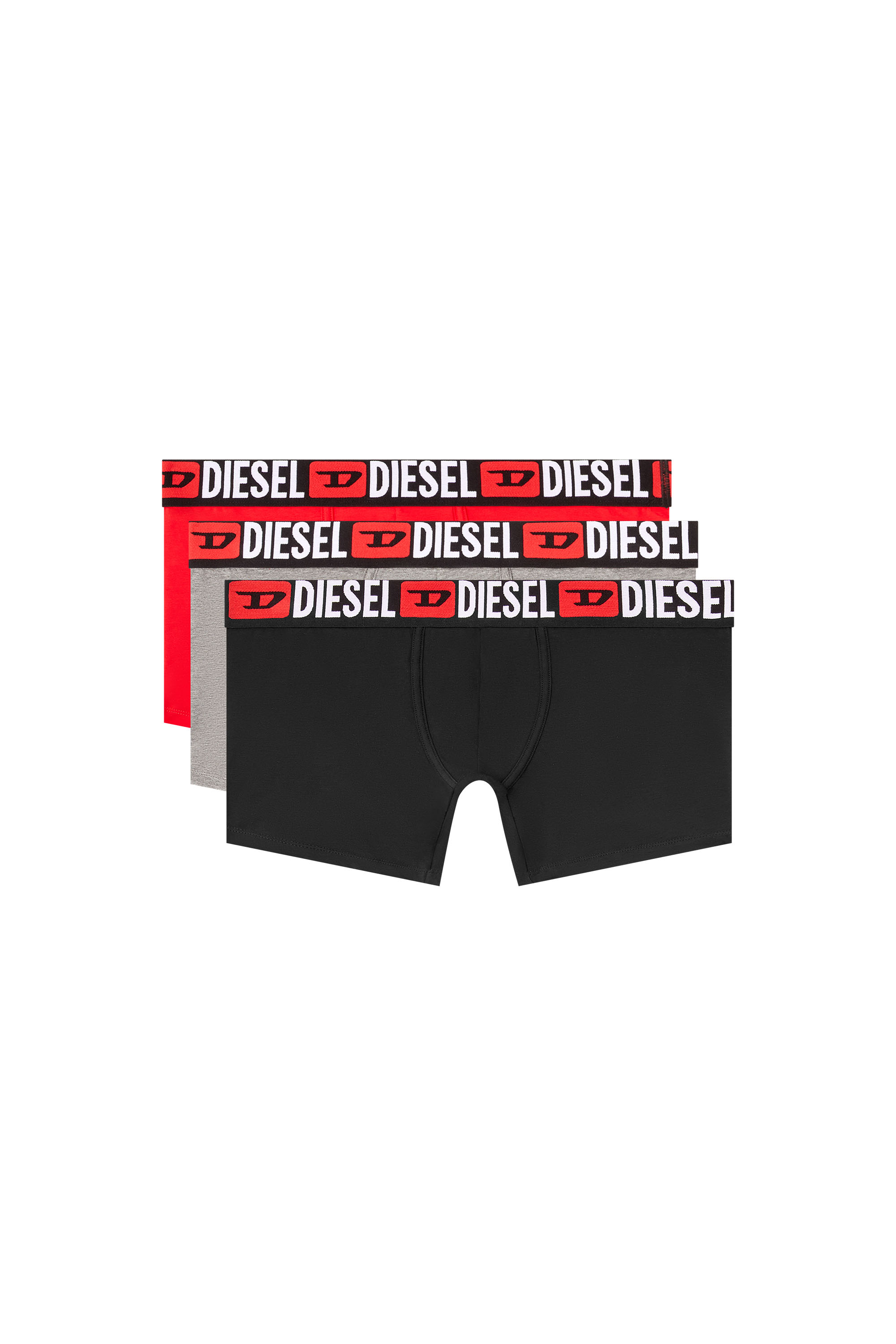 Diesel - MAX-D-CORE-3PACK, Man's Three-pack stretch cotton boxer briefs in Grey/Red - 2