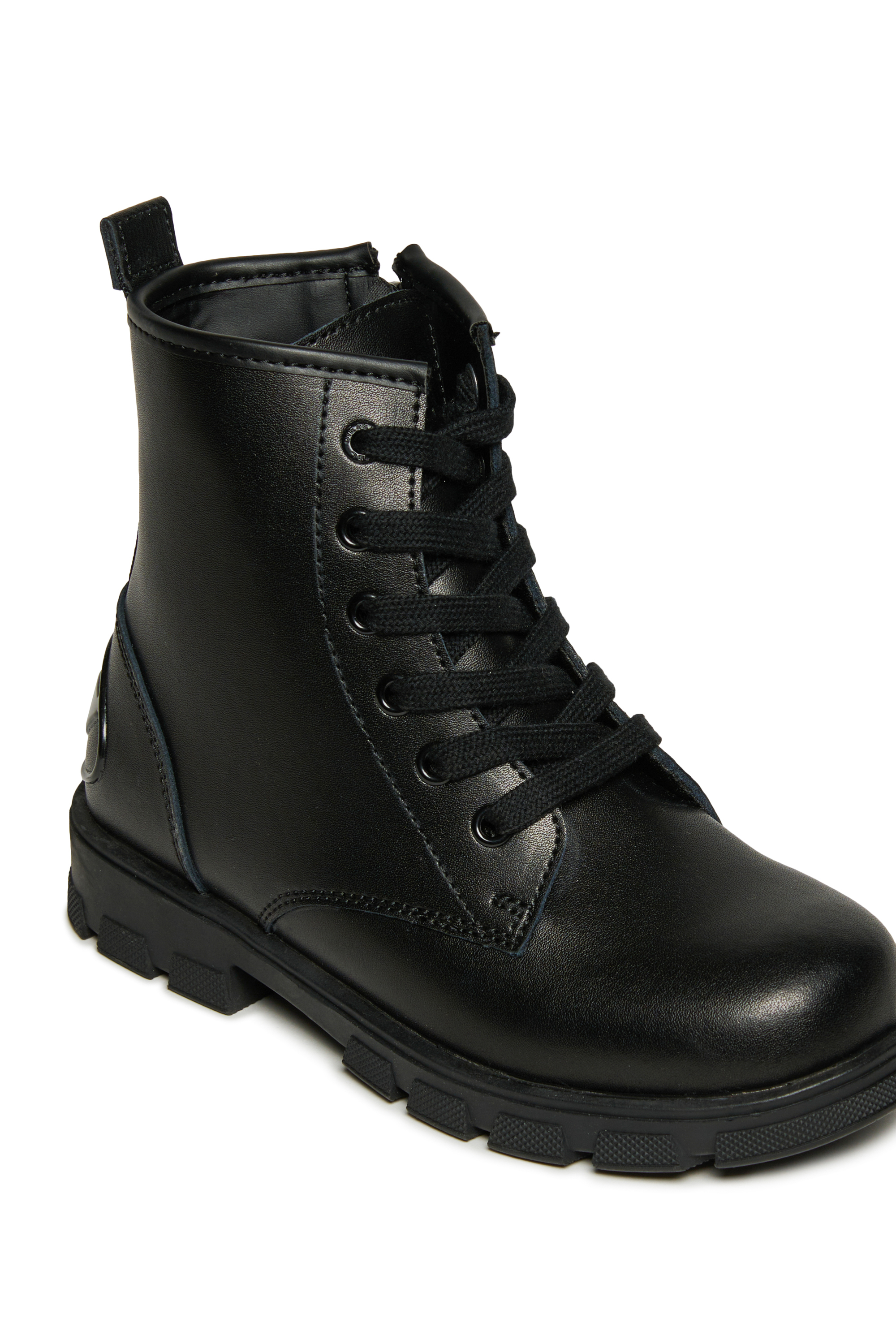 Diesel - D-HAMMER AK LACE, Unisex's D-Hammer Leather Boots with Side Zip in Black - 5