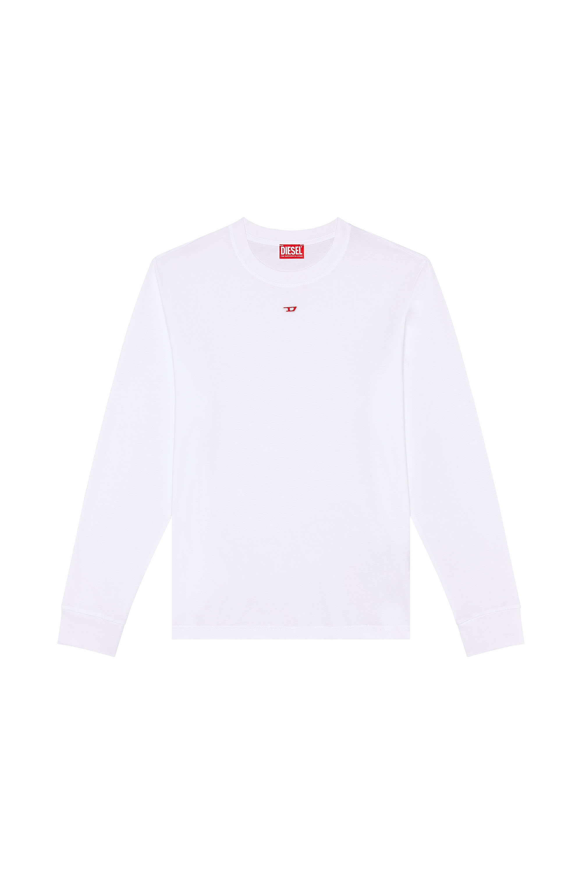 Diesel - T-JUST-LS-D, Man Long-sleeve T-shirt with D patch in White - Image 3