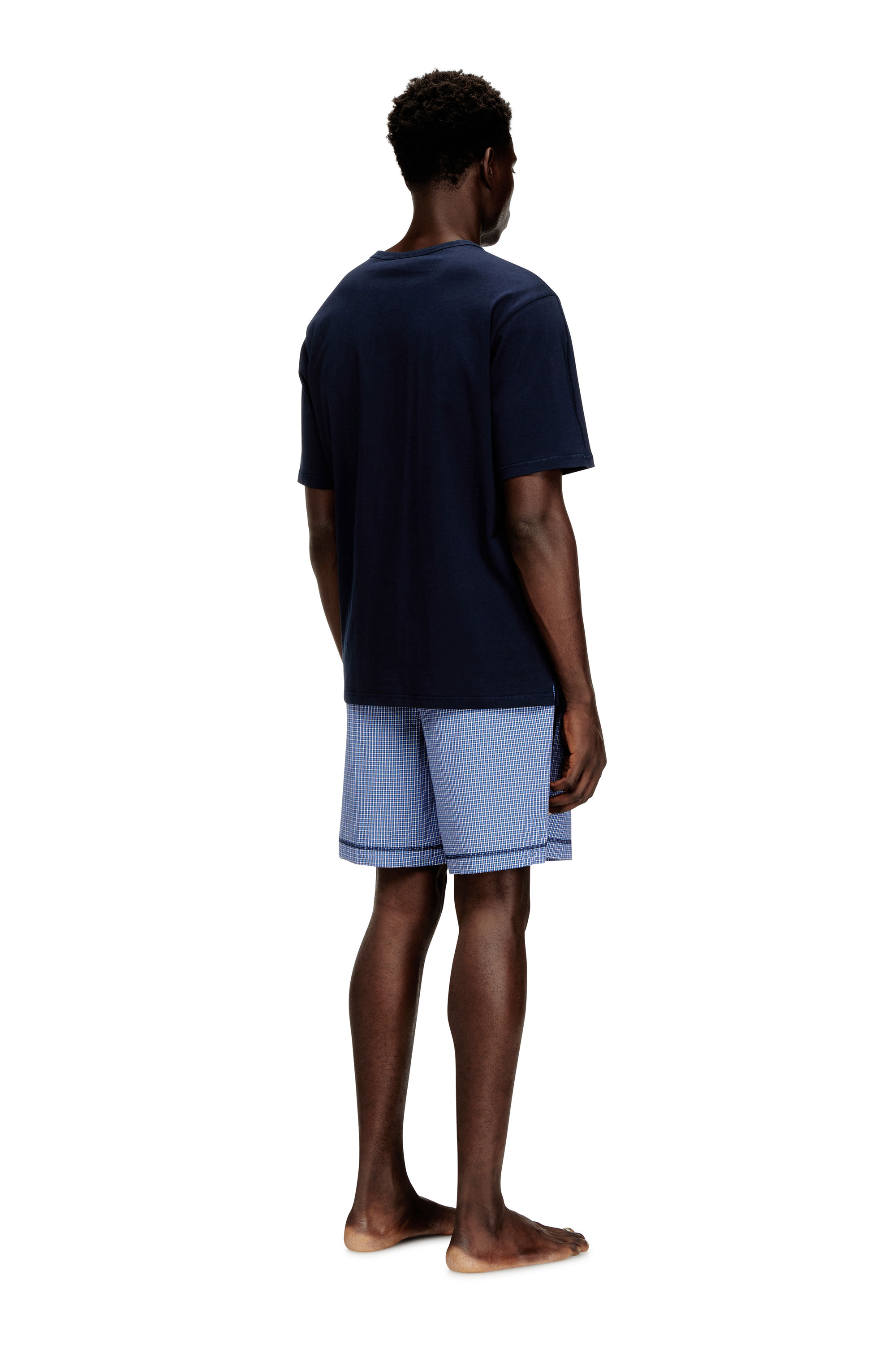Diesel - KIT-RAUL-D-CORE, Man's Cotton pajama set with check shorts in Blue - 2