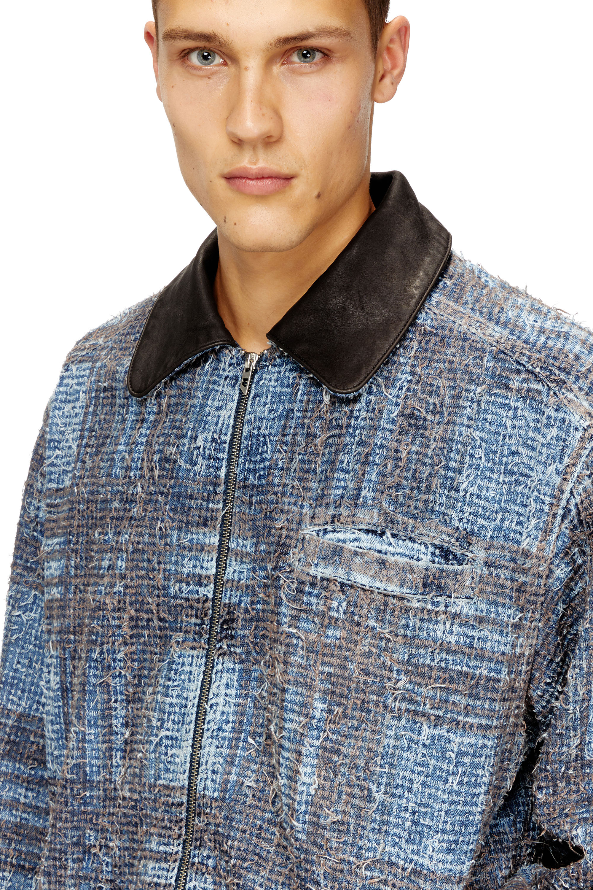 Diesel - D-IVAR-S1, Man's Jacket in graphic bouclé denim in Blue - 4