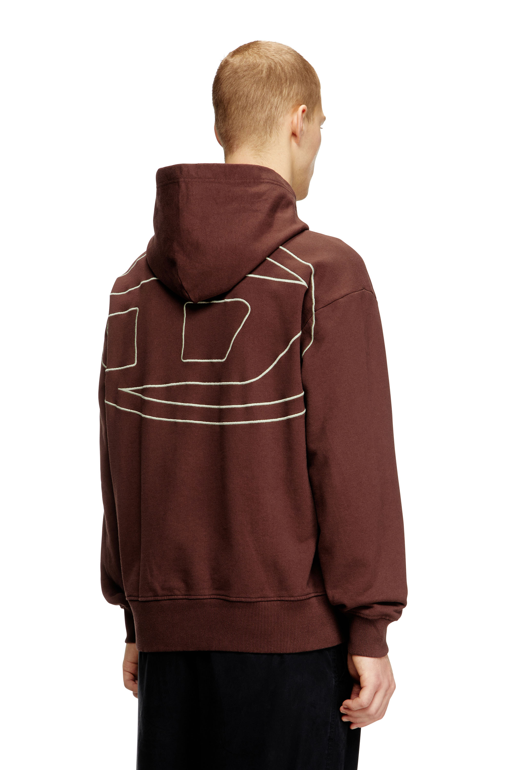 Diesel - S-MACS-HOOD-MEGOVAL-D, Man's Hoodie with logo embroidery in Brown - 3
