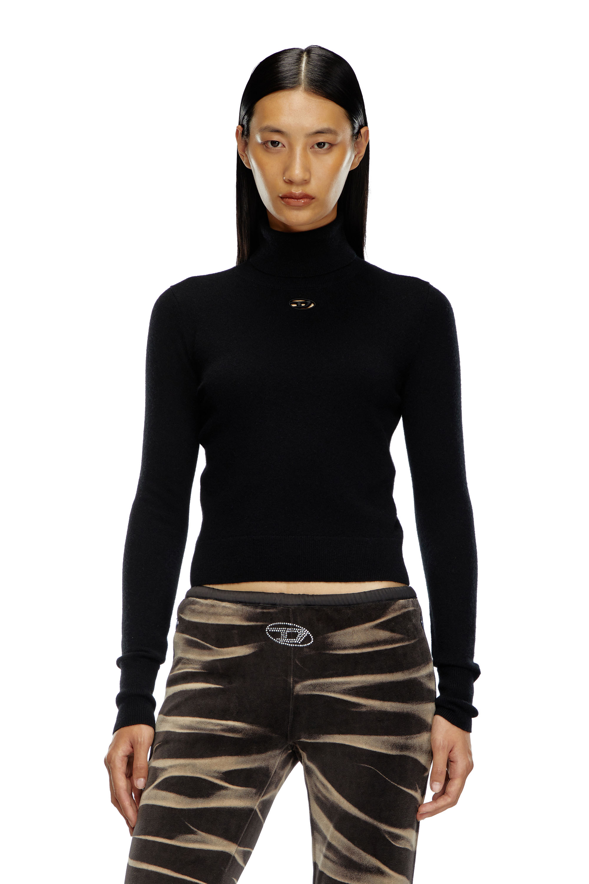 Diesel - M-AREESAX-TN, Woman Turtleneck jumper in wool and cashmere in Black - Image 1