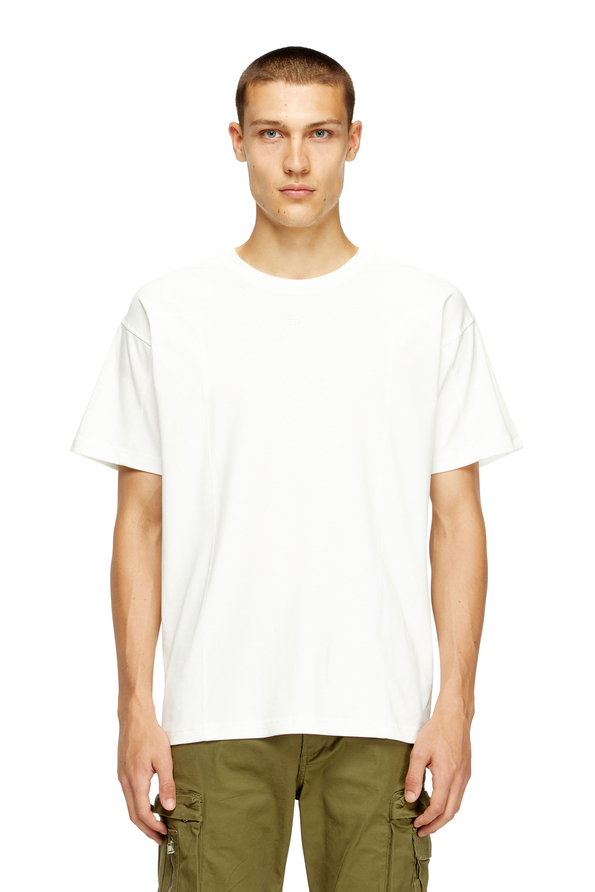 Diesel - T-NORM-INT, Man's Short-sleeve T-shirt with panels in White - 3