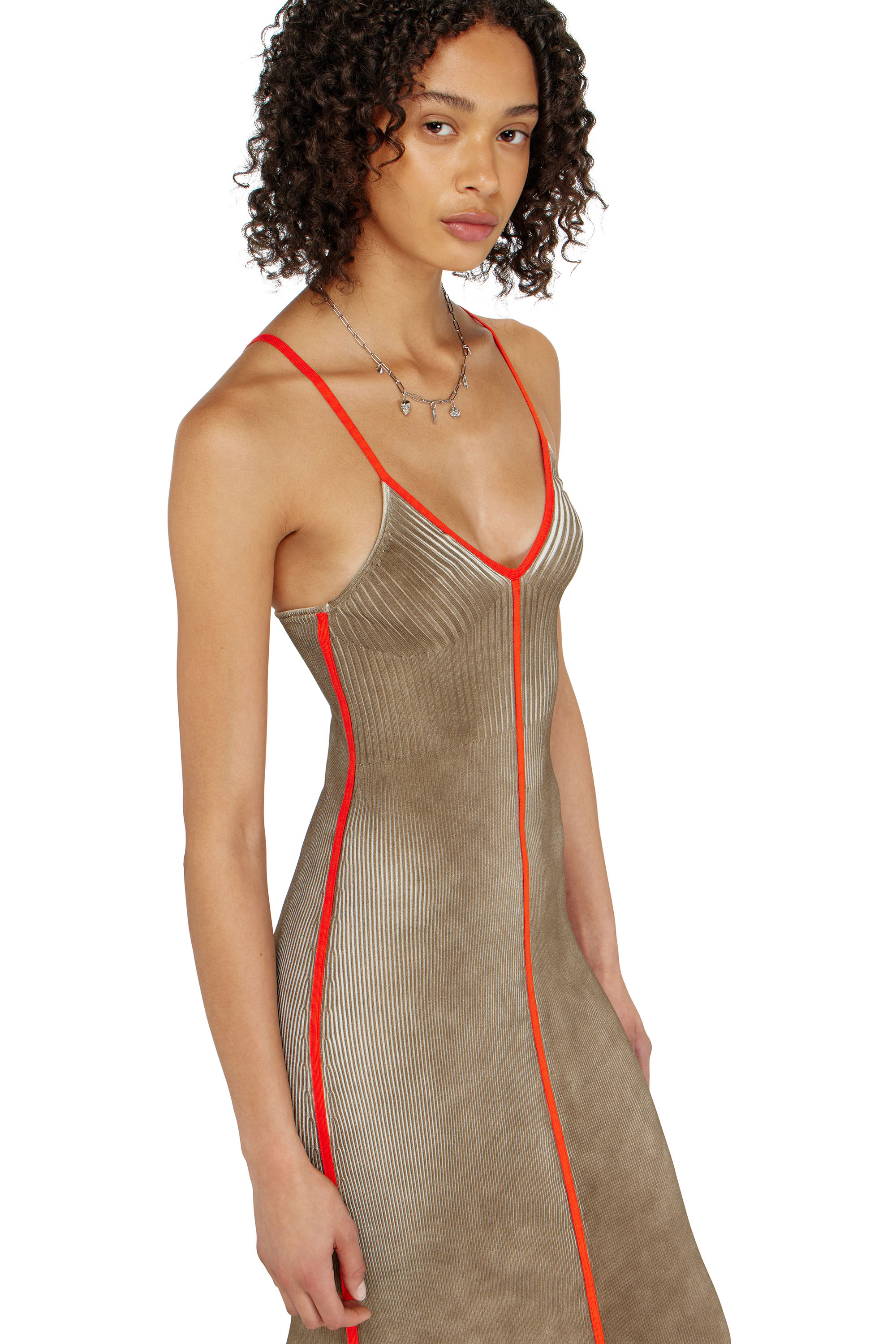 Diesel - M-SARMELA, Woman's Rib-knit midi cami dress with contrast bands in null - 5
