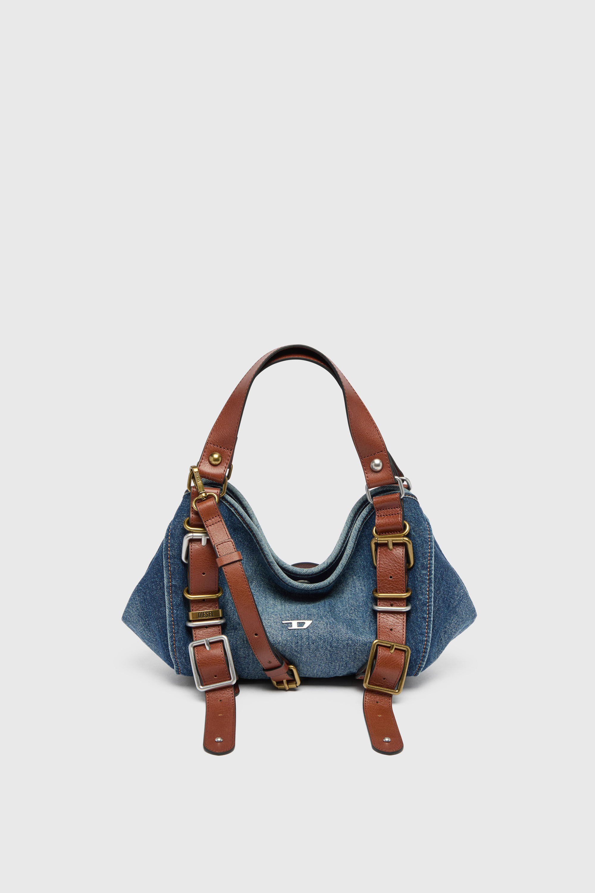 Diesel - D-ONE TOPHANDLE S, Woman's D-One-Small top-handle bag in denim and leather in Blue - 1