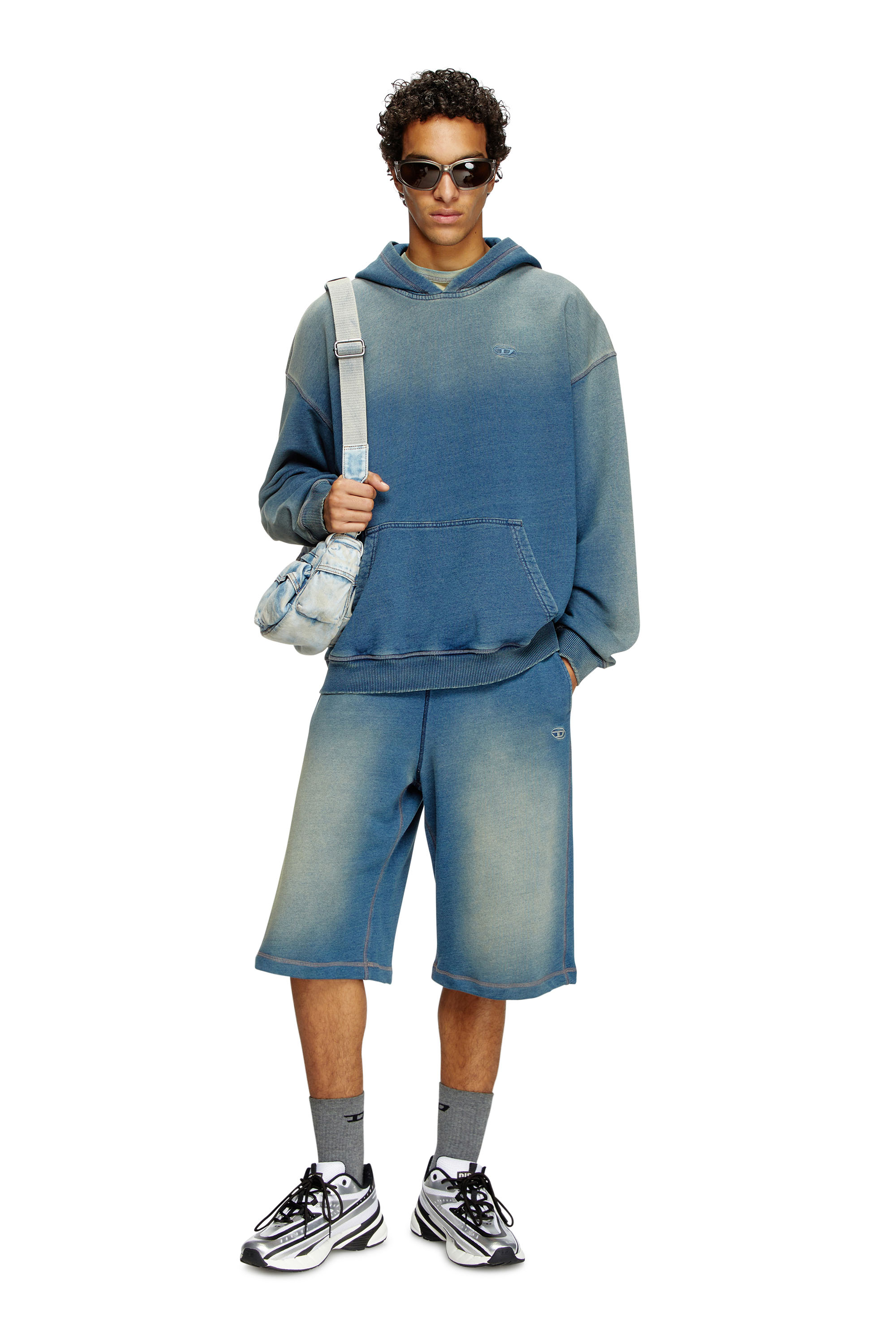 Diesel - S-BOXT-HOOD-R6, Man's Faded hoodie with logo embroidery in Blue - 2