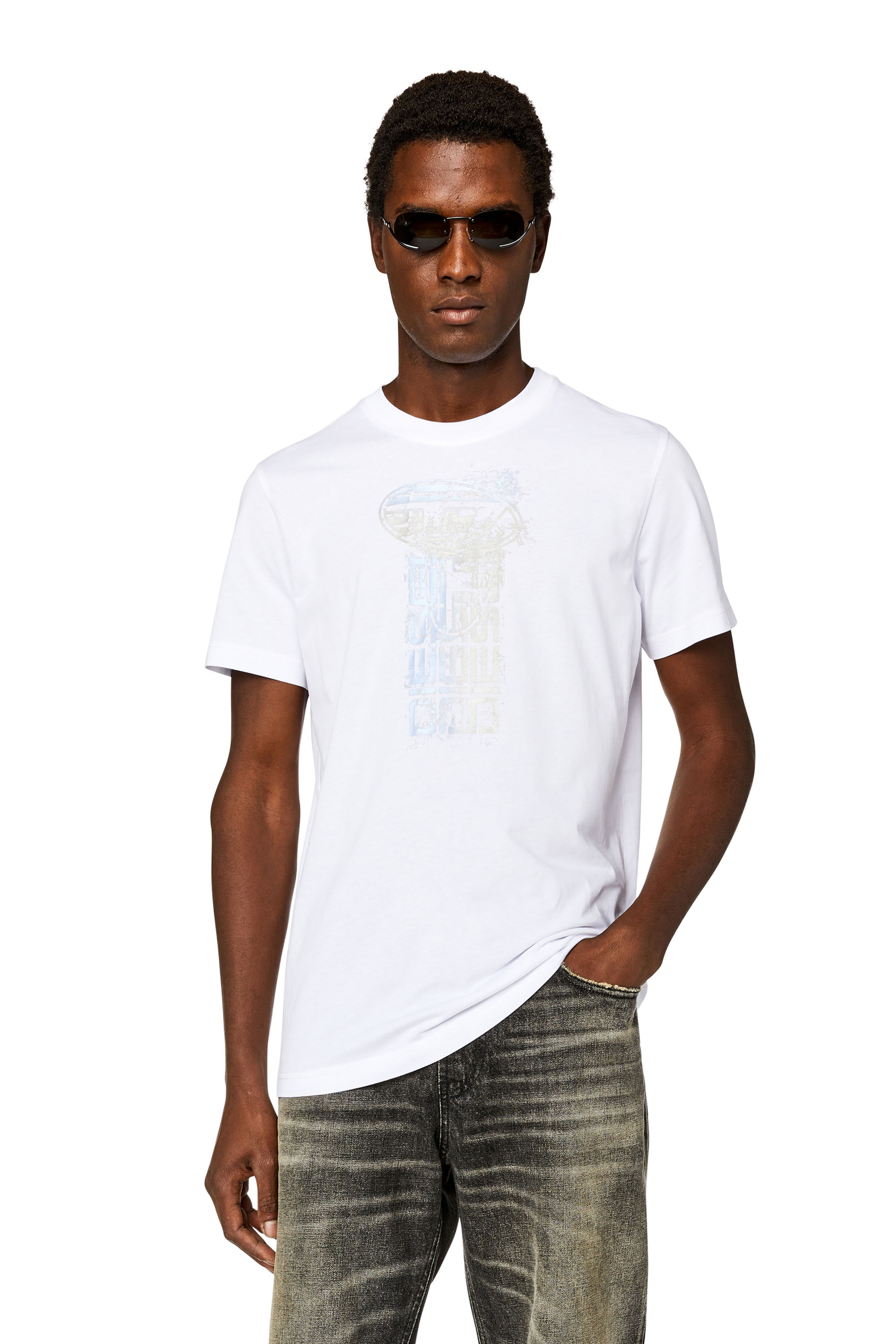 Diesel - T-DIEGOR-K68, Man T-shirt with metallic logos in White - Image 1