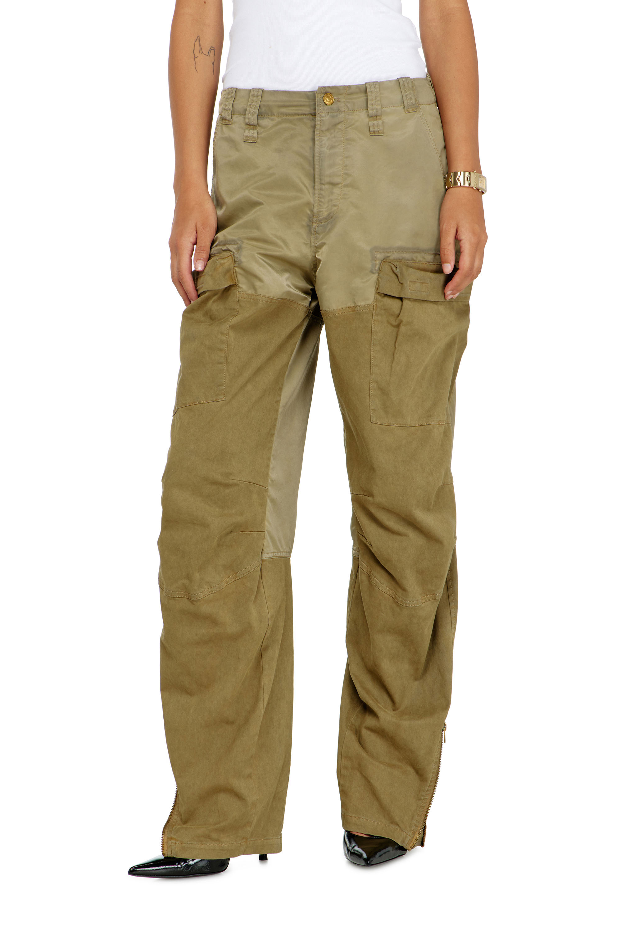 Diesel - P-ARKER, Woman's Cargo pants in cotton and nylon in Military Green - 3