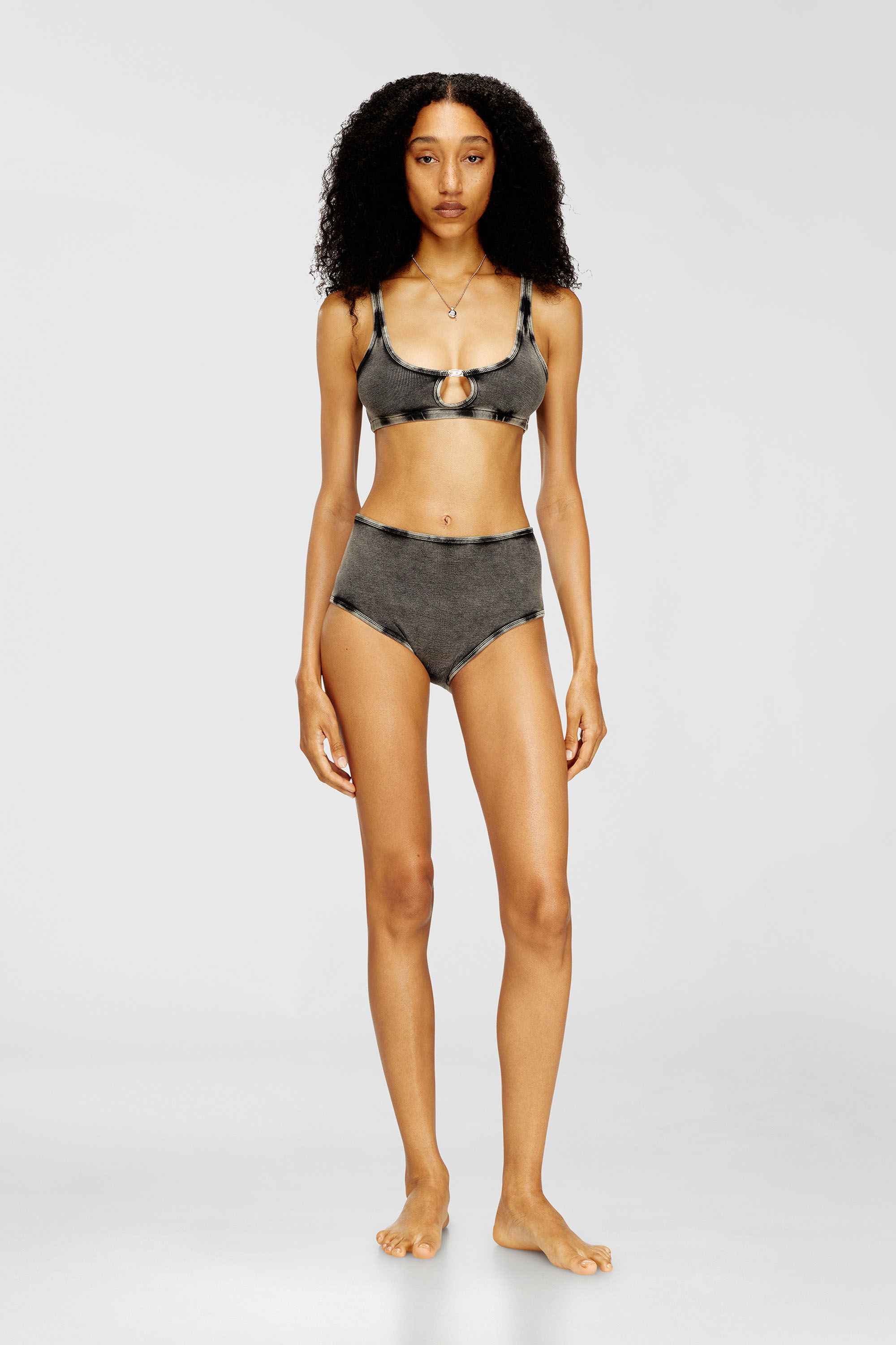 Diesel - FLORENCE-DNM, Woman's Bralette cotton rib with jewel Oval D in Grey - 2